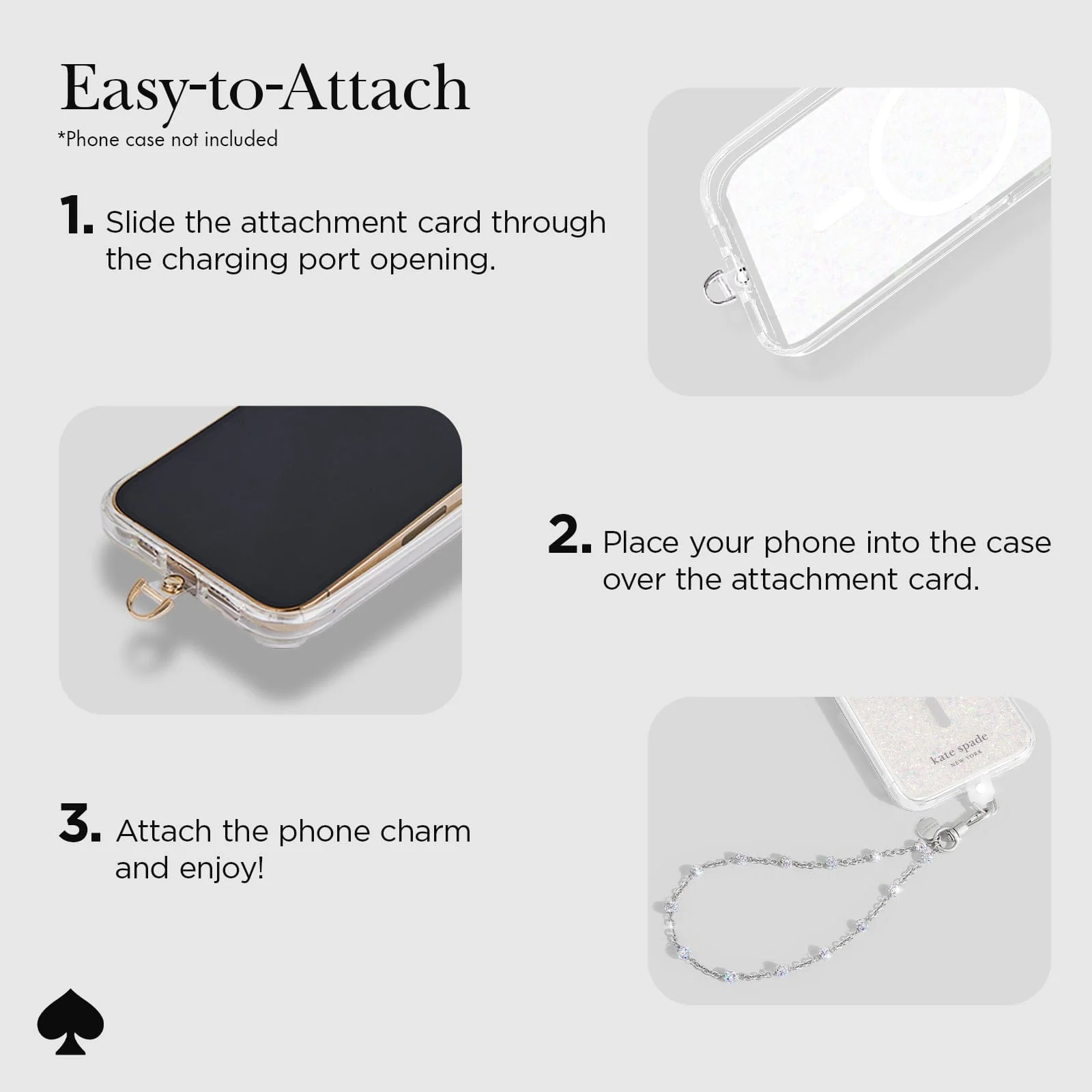 Kate Spade Phone Charm - Dazzle Chain Silver