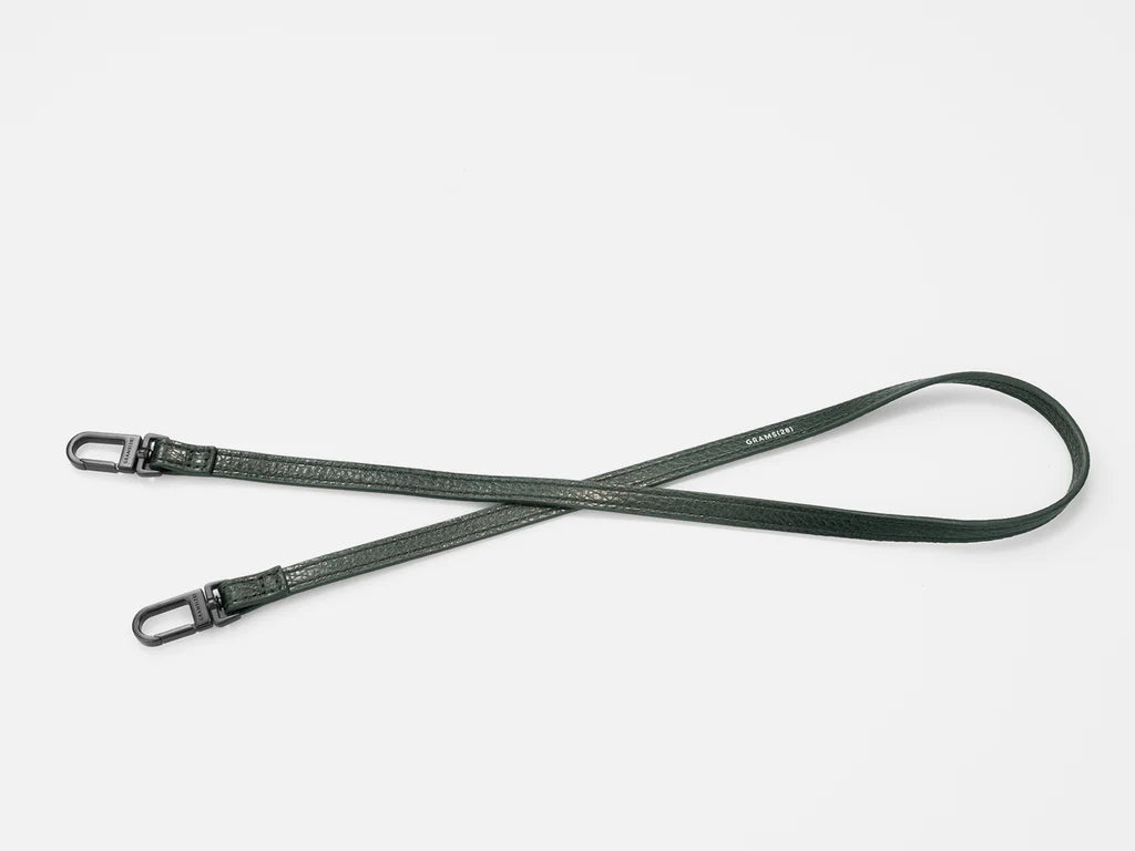 Grams(28) 15mm Leather Lanyard - Pebbled Dark Green