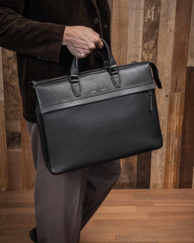 Grams(28) 178 Journeyman Briefcase - Pebbled Black