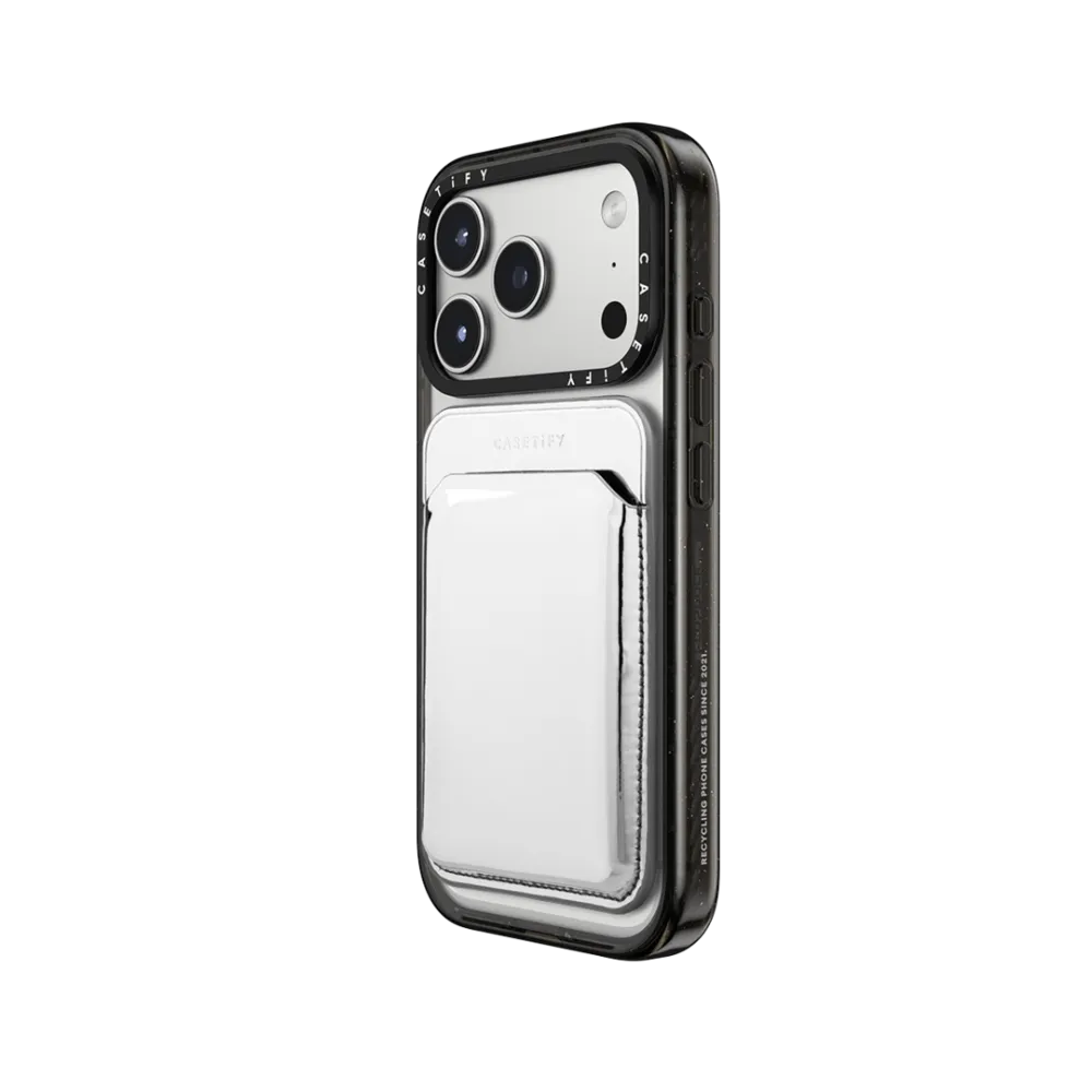 CASETiFY Magsafe Snappy Metallic Puffy Wallet - Silver