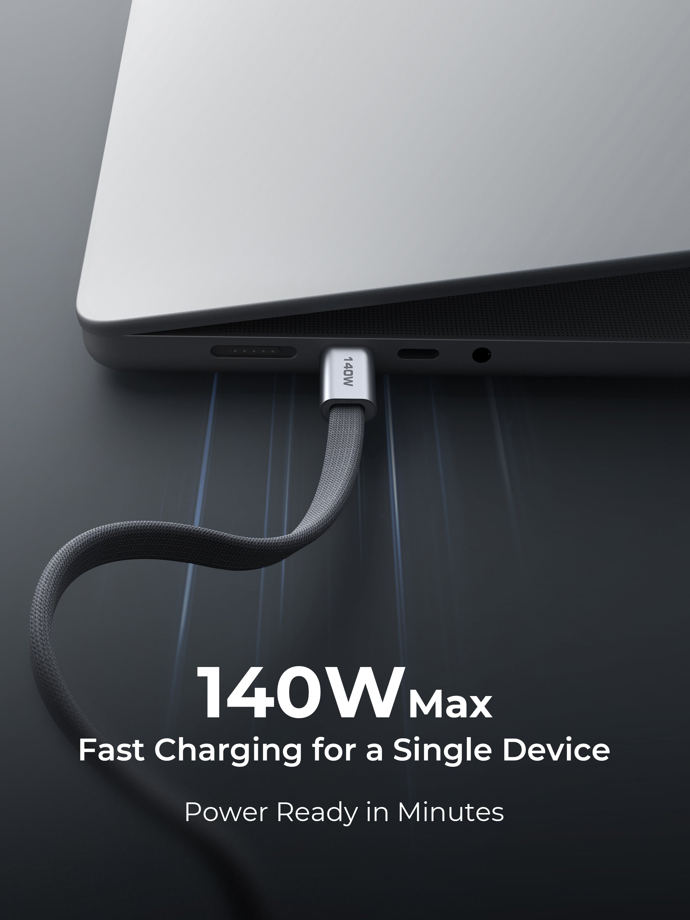 Aukey CB-DCC145 Circlet Blink 140W 1m DTY Braided USB-C to USB-C Magnetic Cable
