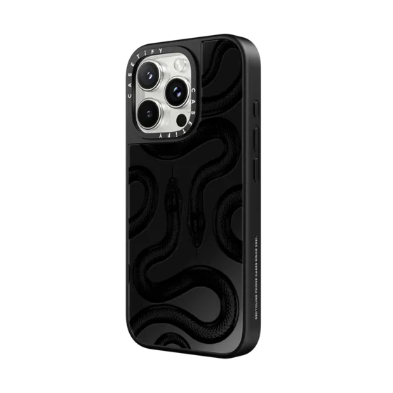 CASETiFY Magsafe Mirror Case for iPhone 16 Pro Max / 16 Pro / 15 Pro Max - Black Kingsnake Black On Black