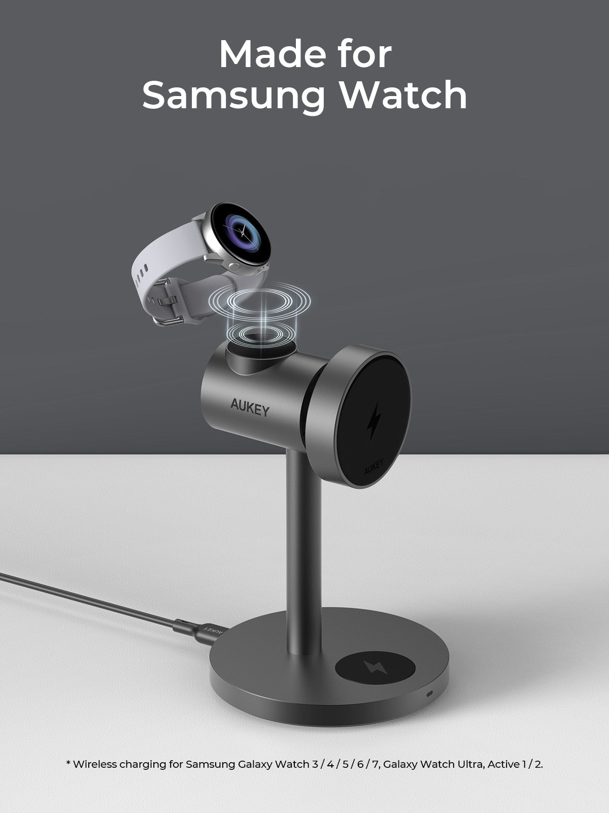 Aukey LC-MC311G MagFusion 3-in-1 G Qi2 Magnetic Fast Wireless Charging Station for Samsung