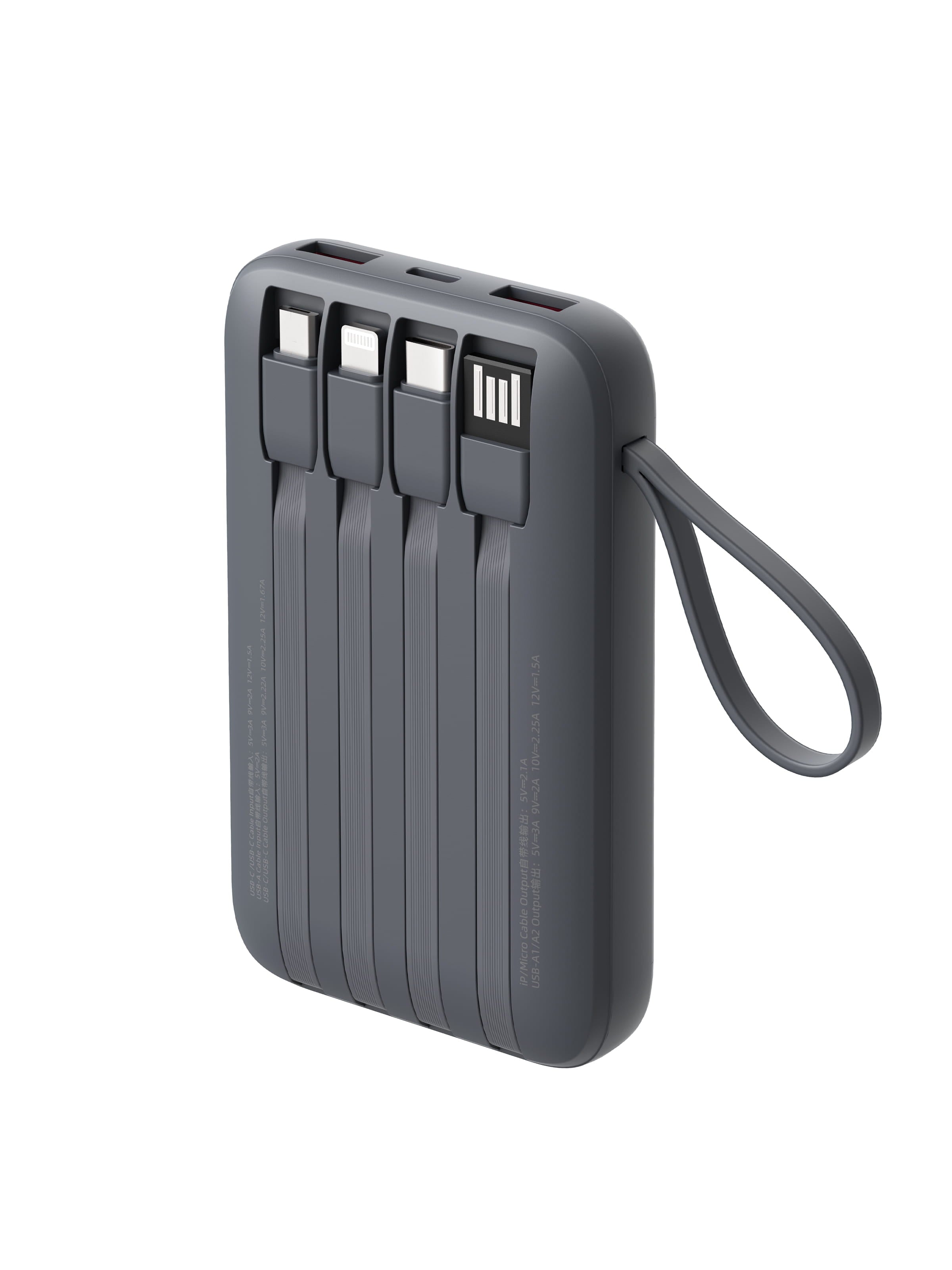 Aukey PB-Y95 Swivel Quad 10000mAh Fast Charging Powerbank with 4 Built-in Cables