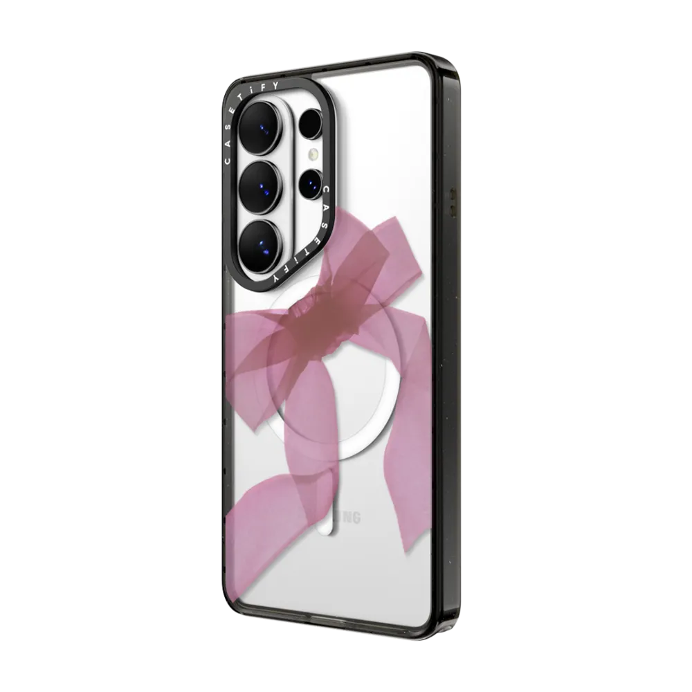 CASETiFY Magnetic Impact Case for S26 Plus | S26 Ultra - Pink Organza Ribbon Clear Black