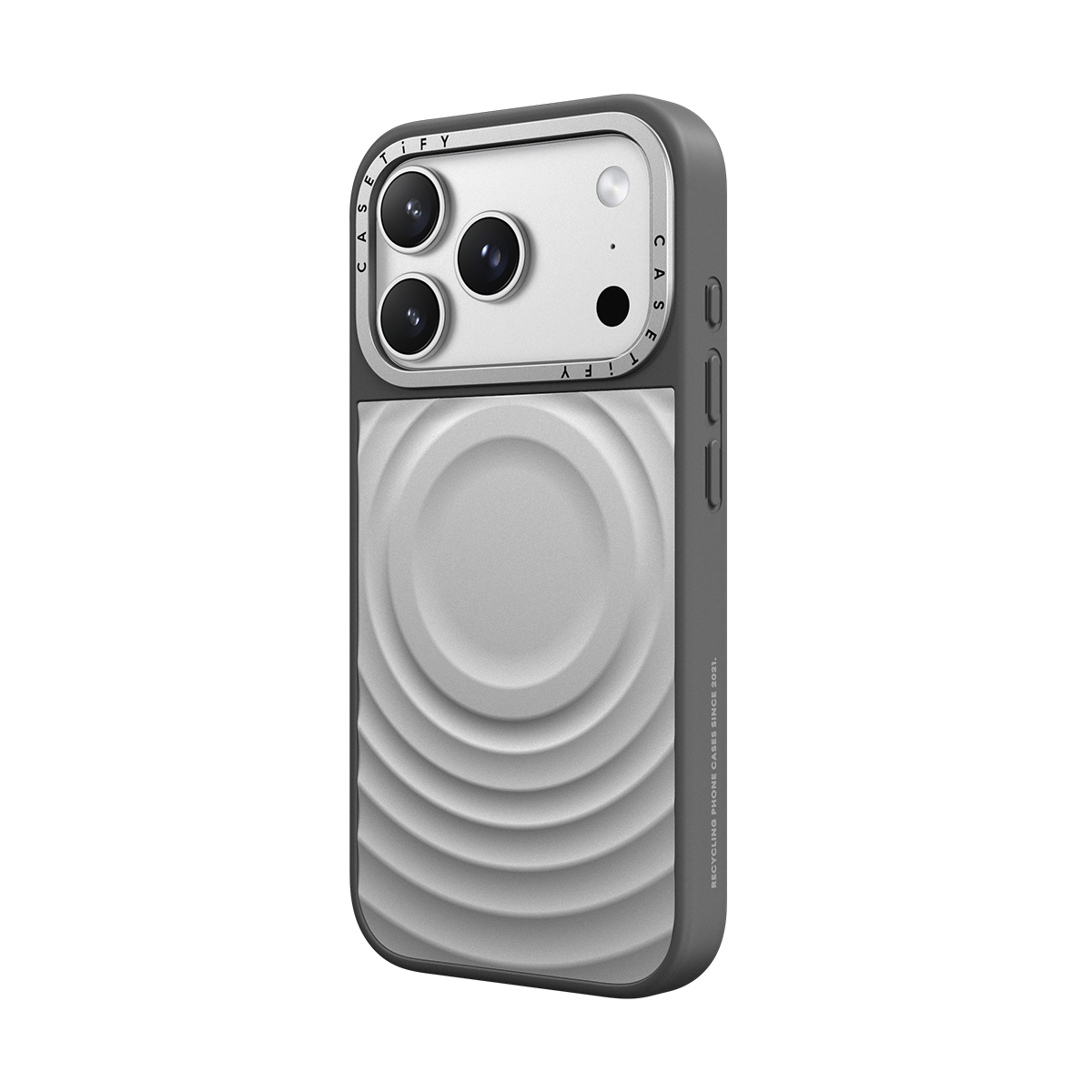 CASETiFY Magsafe Alloy Ripple Case for iPhone 17 Pro / 17 Pro Max - Silver with Dark Grey Bumper