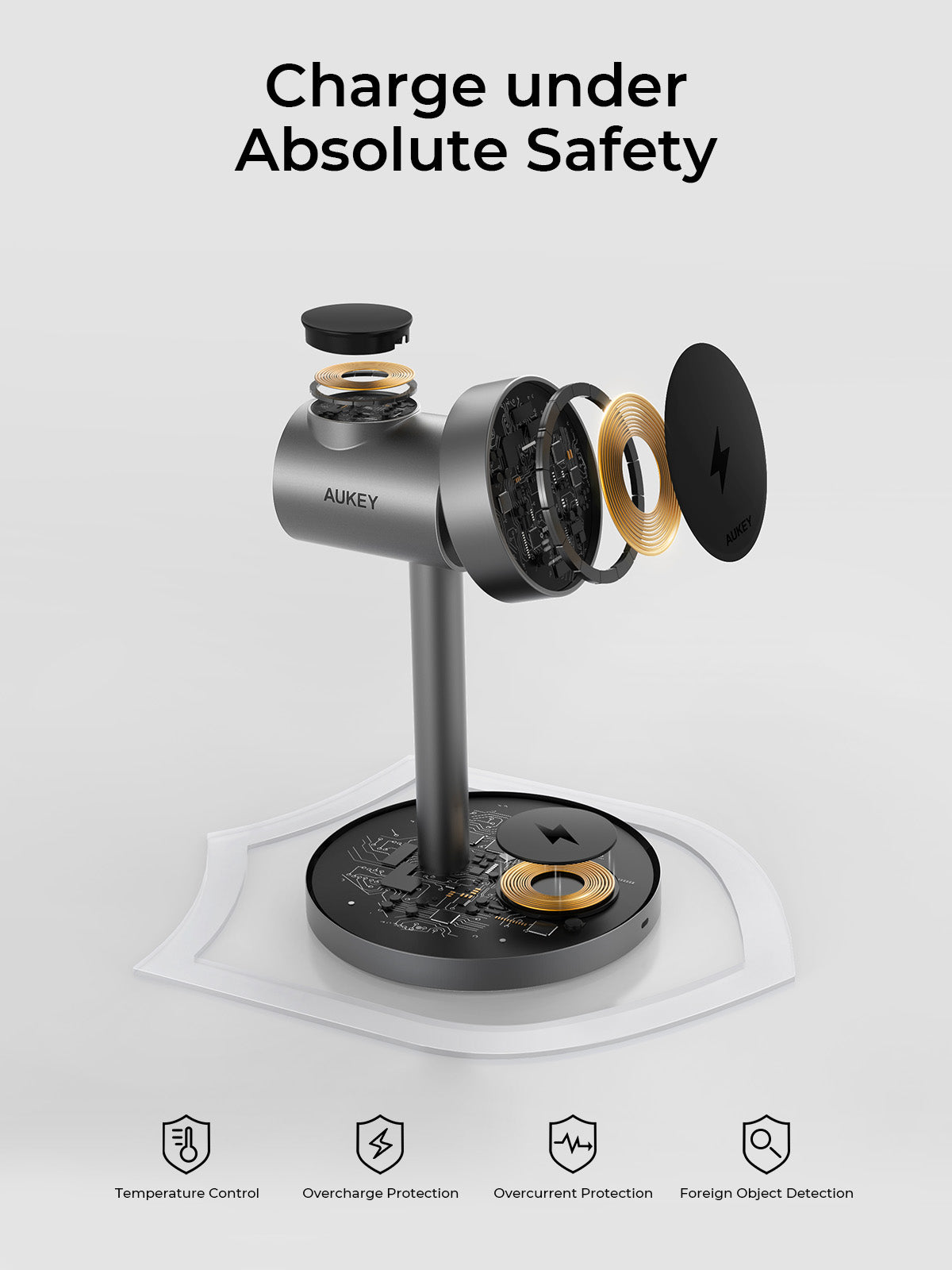 Aukey LC-MC311G MagFusion 3-in-1 G Qi2 Magnetic Fast Wireless Charging Station for Samsung