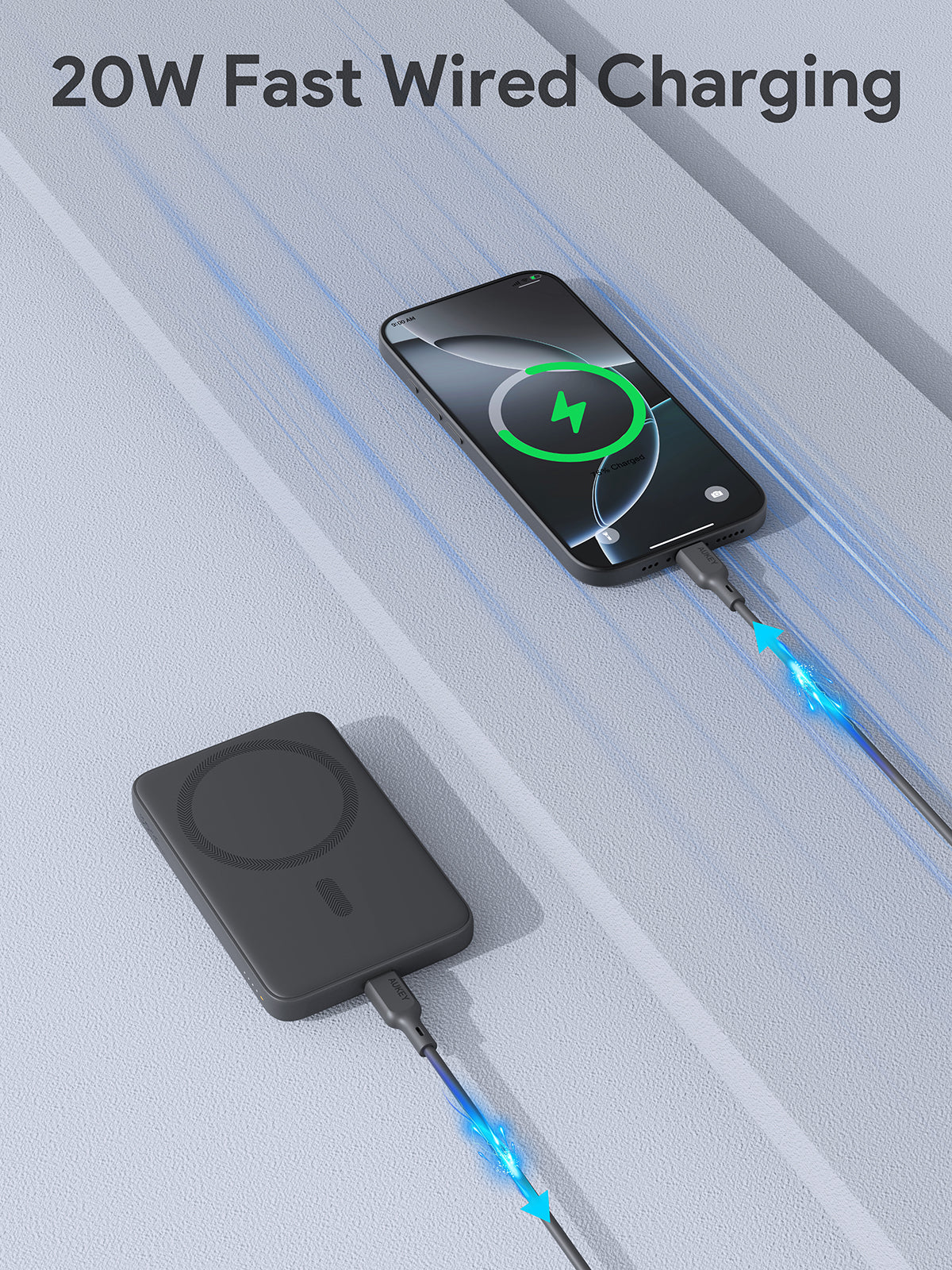 Aukey PB-MS03 MagFusion Slim 5000mAh Magnetic Wireless Power Bank