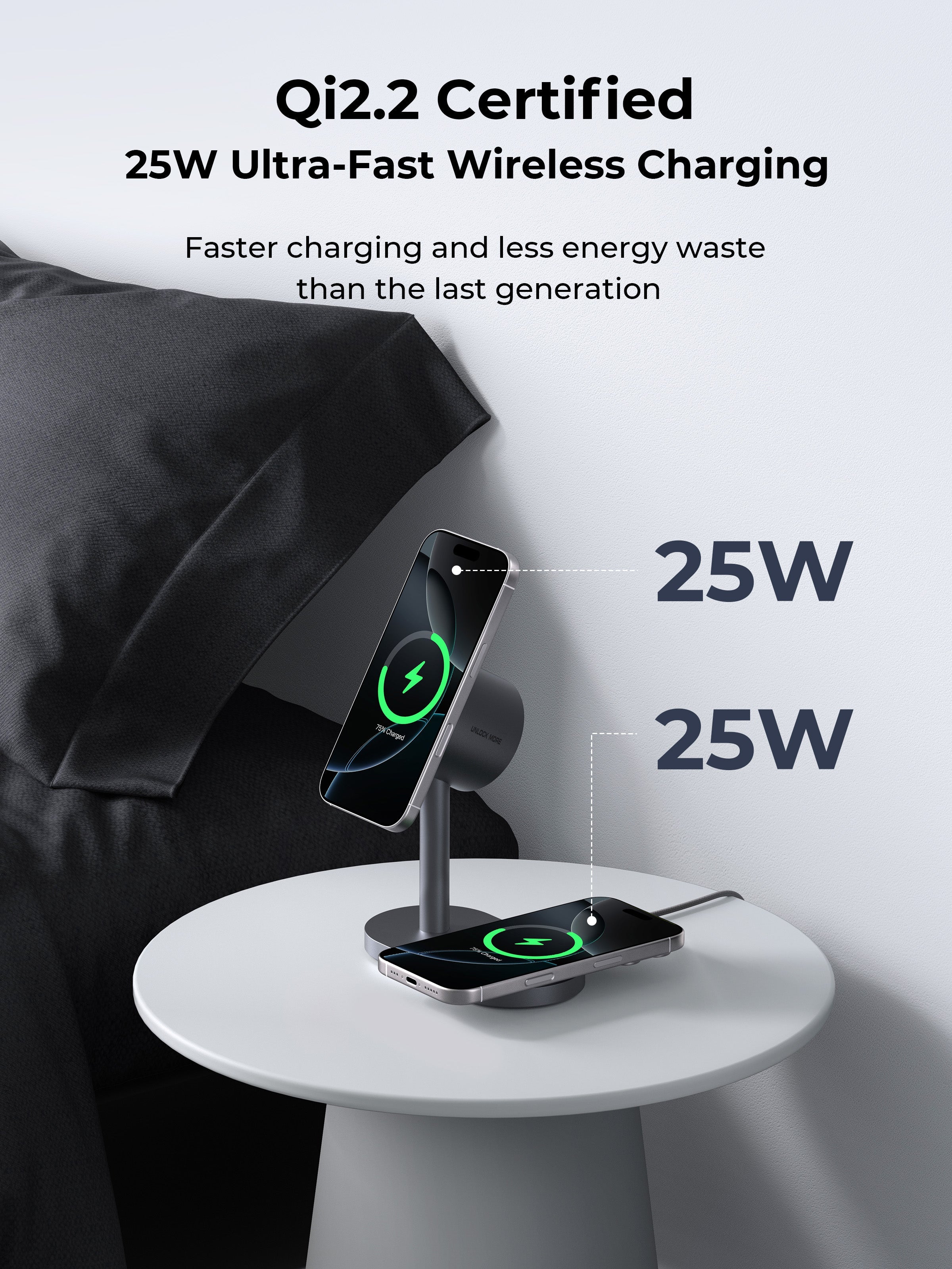 AUKEY LC-MC213 Qi2.2 MagFusion 2X 2-in-1 25W Magnetic Wireless Charging Station