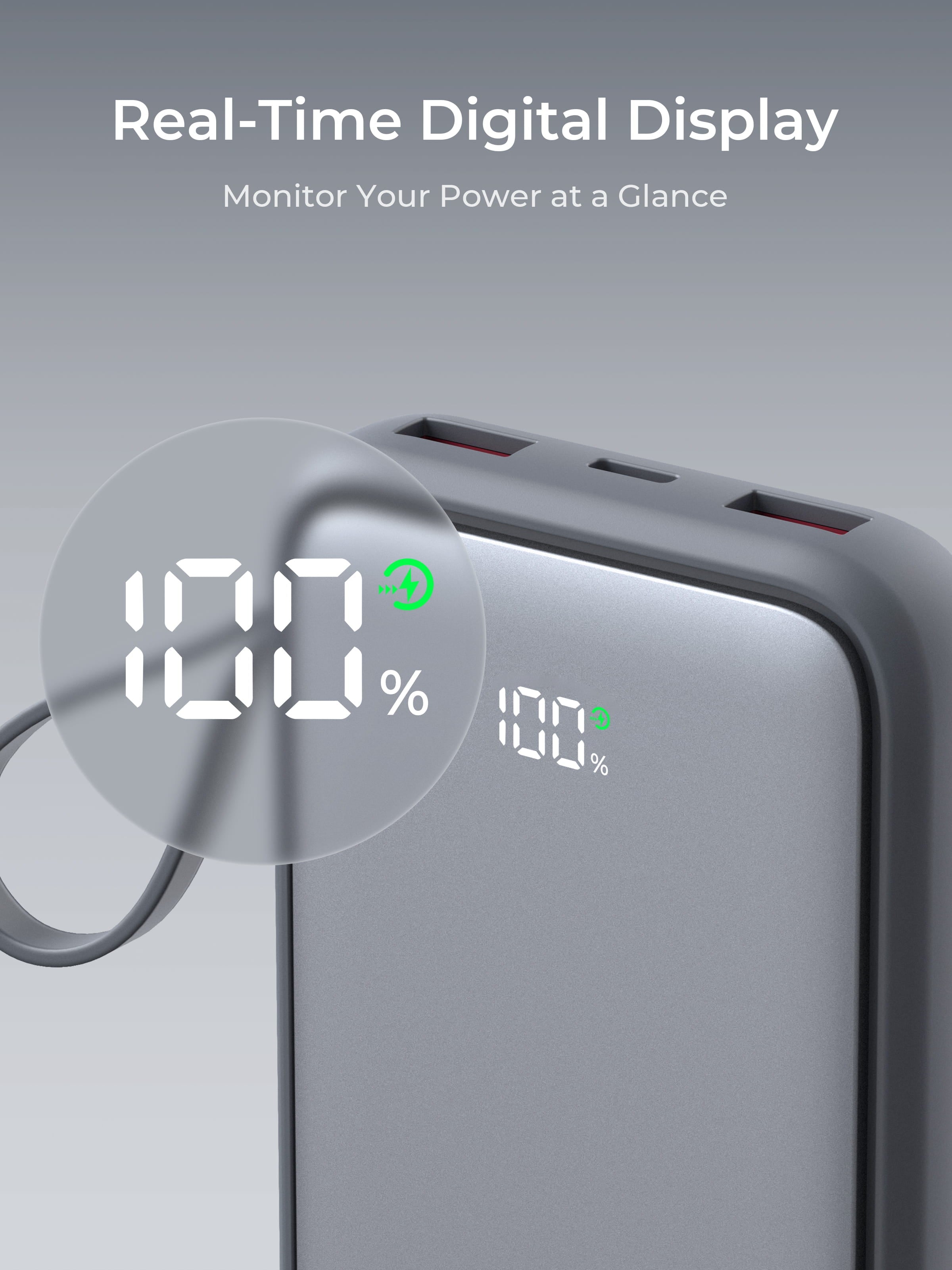 Aukey PB-Y95 Swivel Quad 10000mAh Fast Charging Powerbank with 4 Built-in Cables