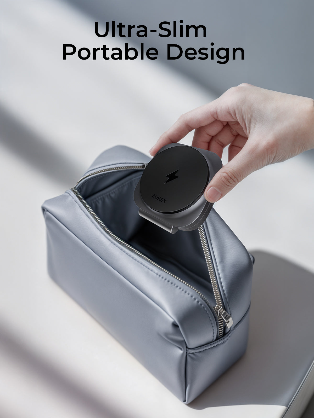 Aukey LC-MC211 MagFusion L 2-in-1 Foldable Qi2 Magnetic Fast Wireless Charging Station