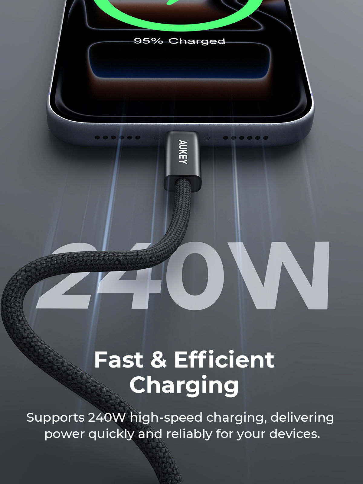 Aukey CB-DCC249 Circlet Blink 240W Lite 1m DTY Braided USB-C to USB-C Cable