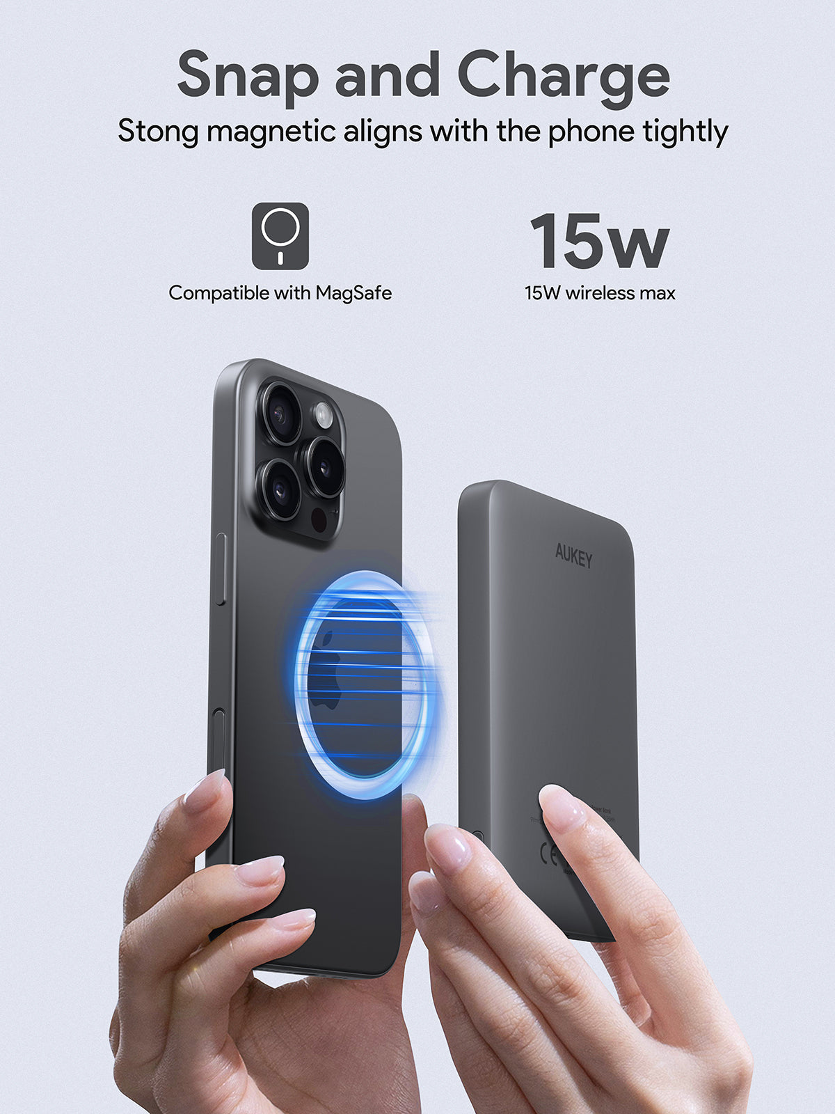 Aukey PB-MS03 MagFusion Slim 5000mAh Magnetic Wireless Power Bank