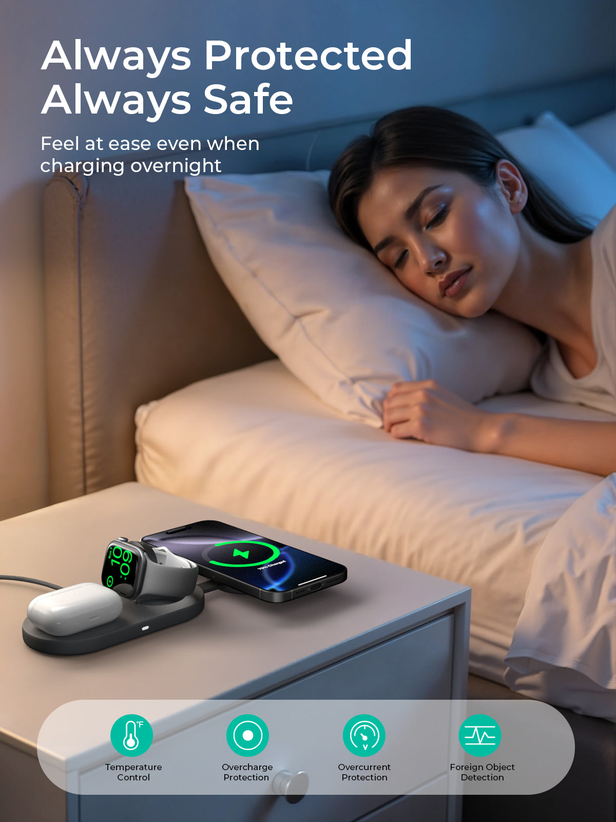 Aukey LC-MC313 MagFusion C 3-in-1 Qi2 MFW Certified Foldable Wireless Charging Station