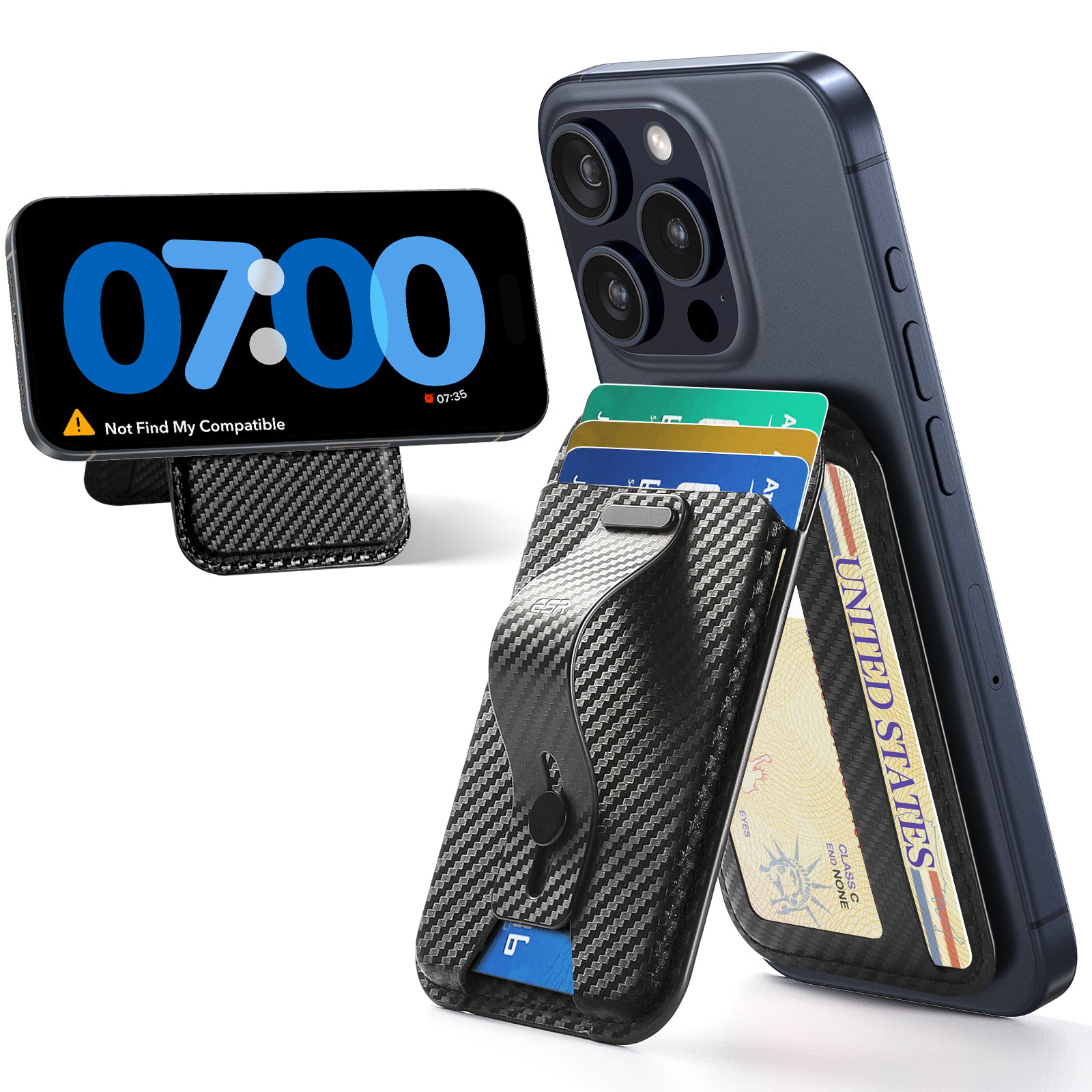 ESR Magnetic Geo Wallet with stand + grip | works with Apple Find My