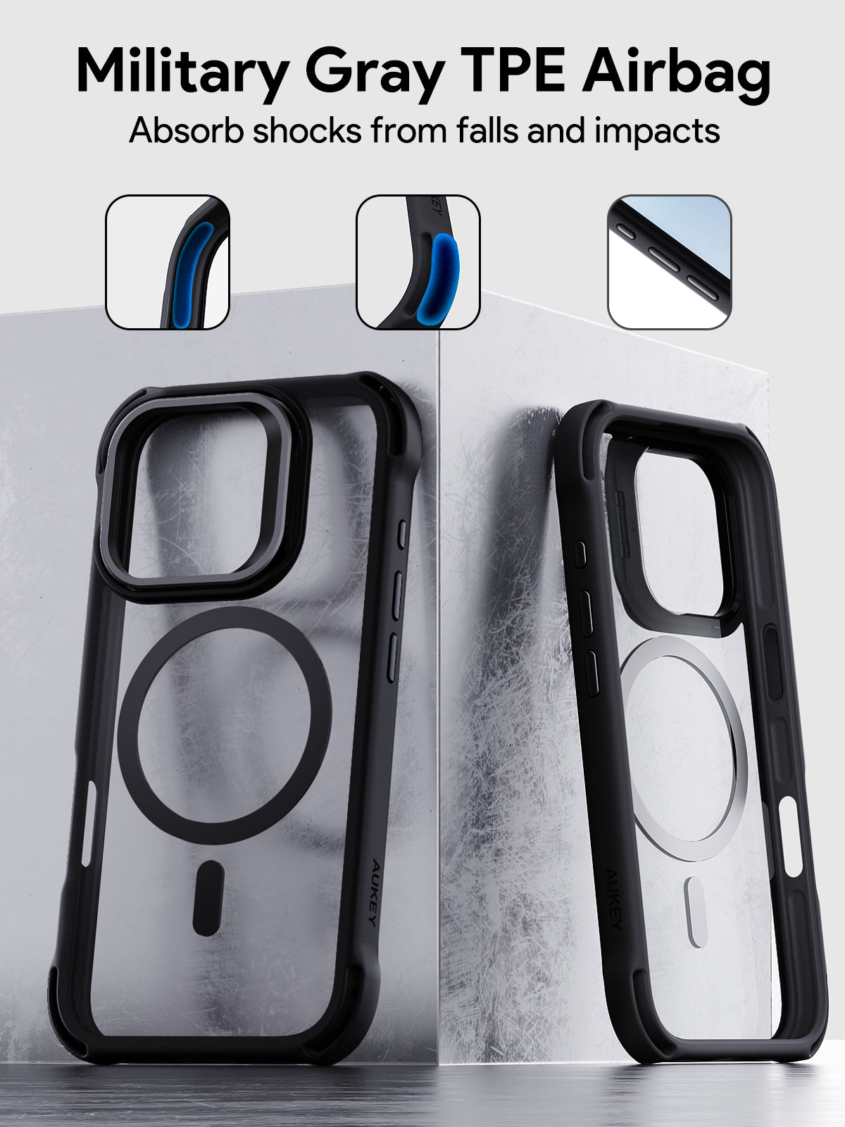 AUKEY PC-TM22 ClearView Elite Magnetic Hardshell Phone Case with Kickstand for iPhone 16 / 16 Plus / 16 Pro / 16 Pro Max