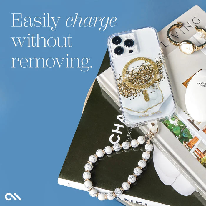 Case-Mate Phone Charm - Beaded White Marble