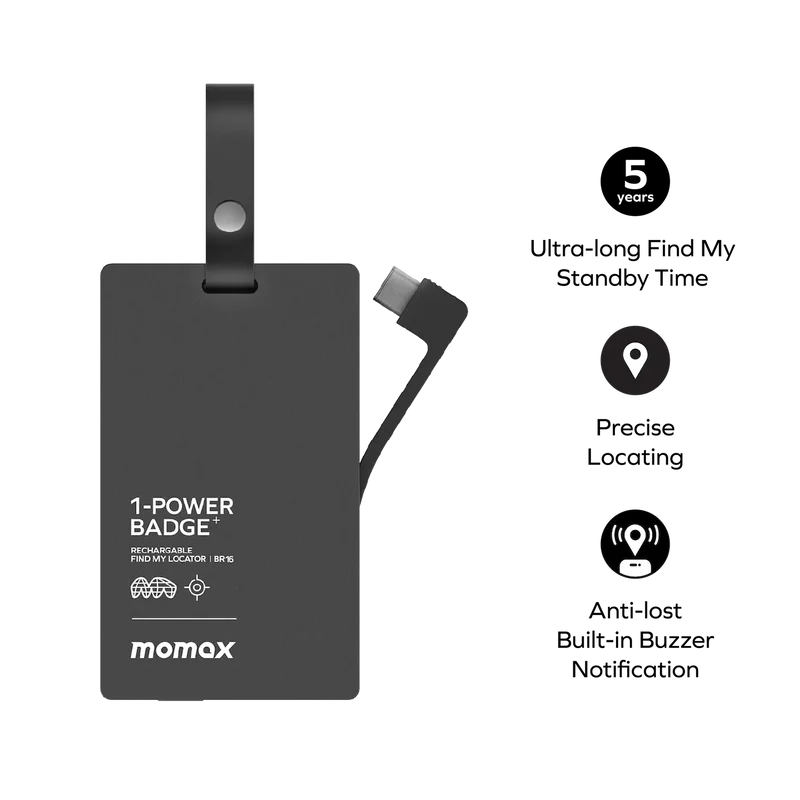 Momax BR16 1-Power Badge+ Rechargeable Battery with Find My Locator