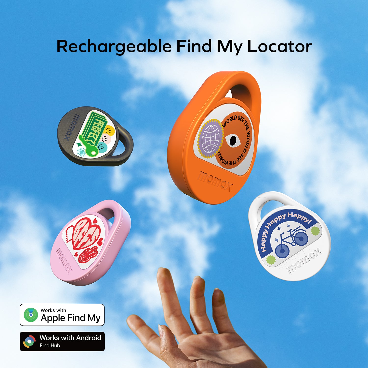 Momax BR20 Pinpop2 X Rechargeable USB-C Find My Locator