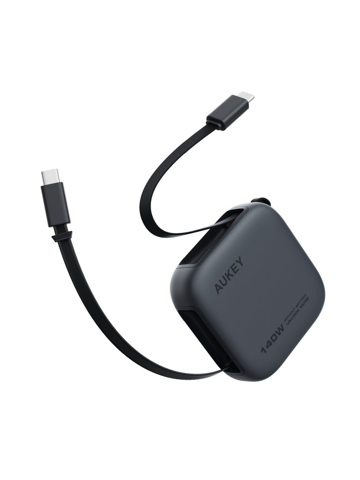 Aukey CB-DCC143 Circlet Reel 140W 0.9m DTY Braided USB-C to USB-C Retractable Cable