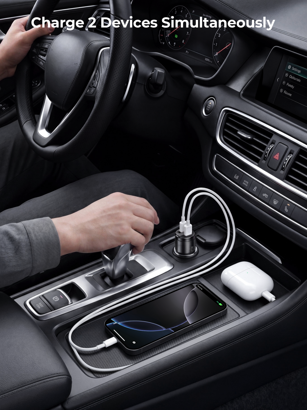 Aukey CC-A3P Enduro Nano AC 65W 2-Port Car Charger