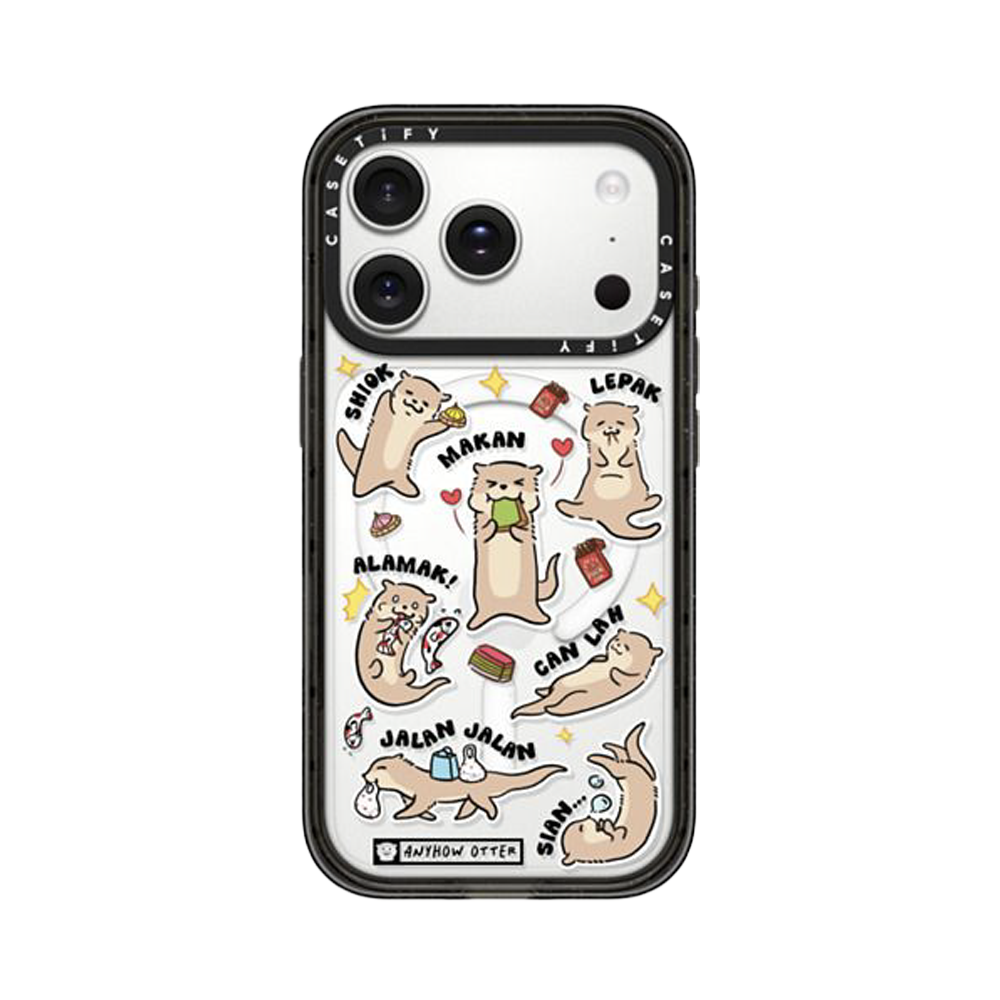 CASETiFY Magsafe Impact Case for iPhone 17 Series - Anyhow Otter Stickers Clear Black