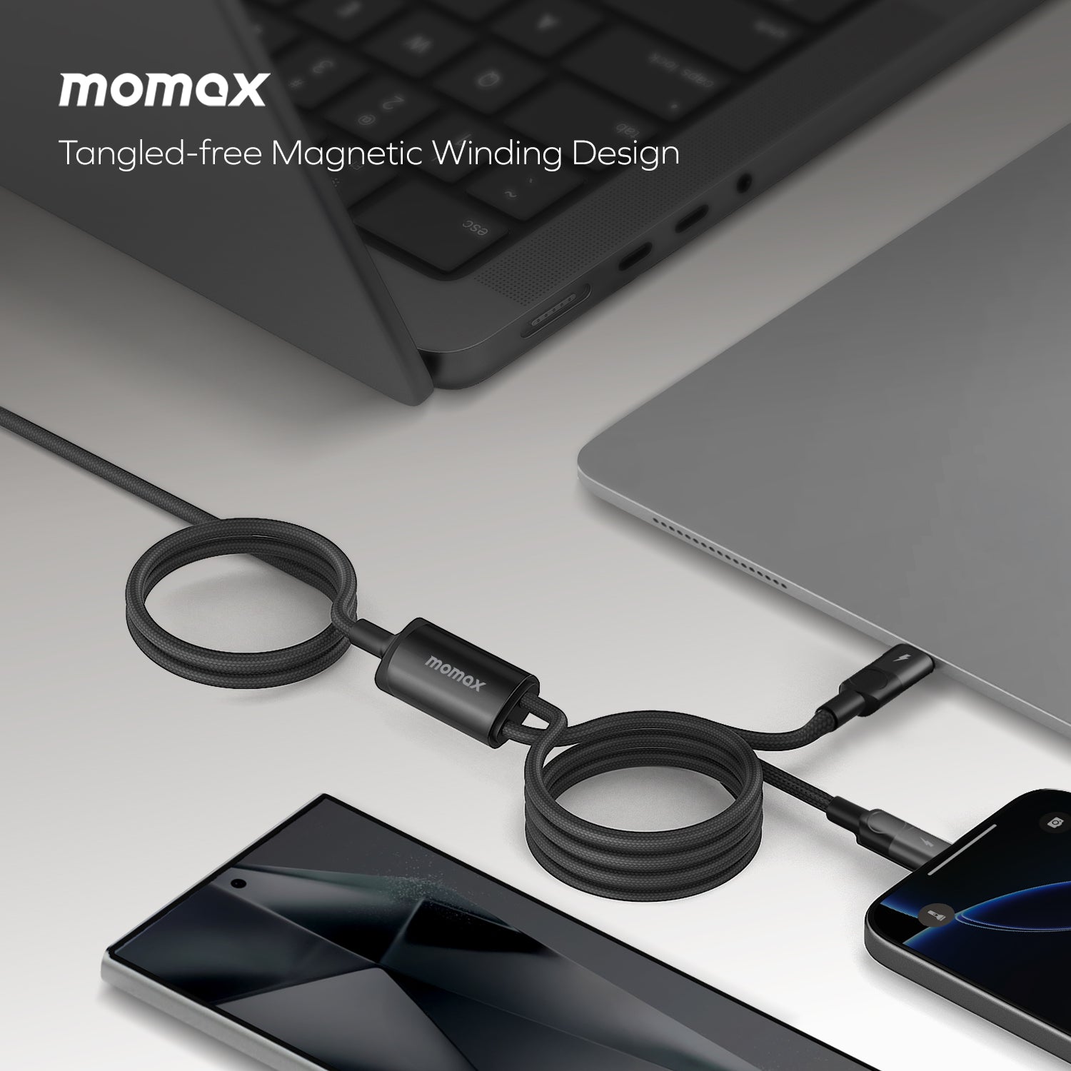 Momax DC56 Mag.Link 100W USB-C to Dual USB-C Magnetic Cable (2m)
