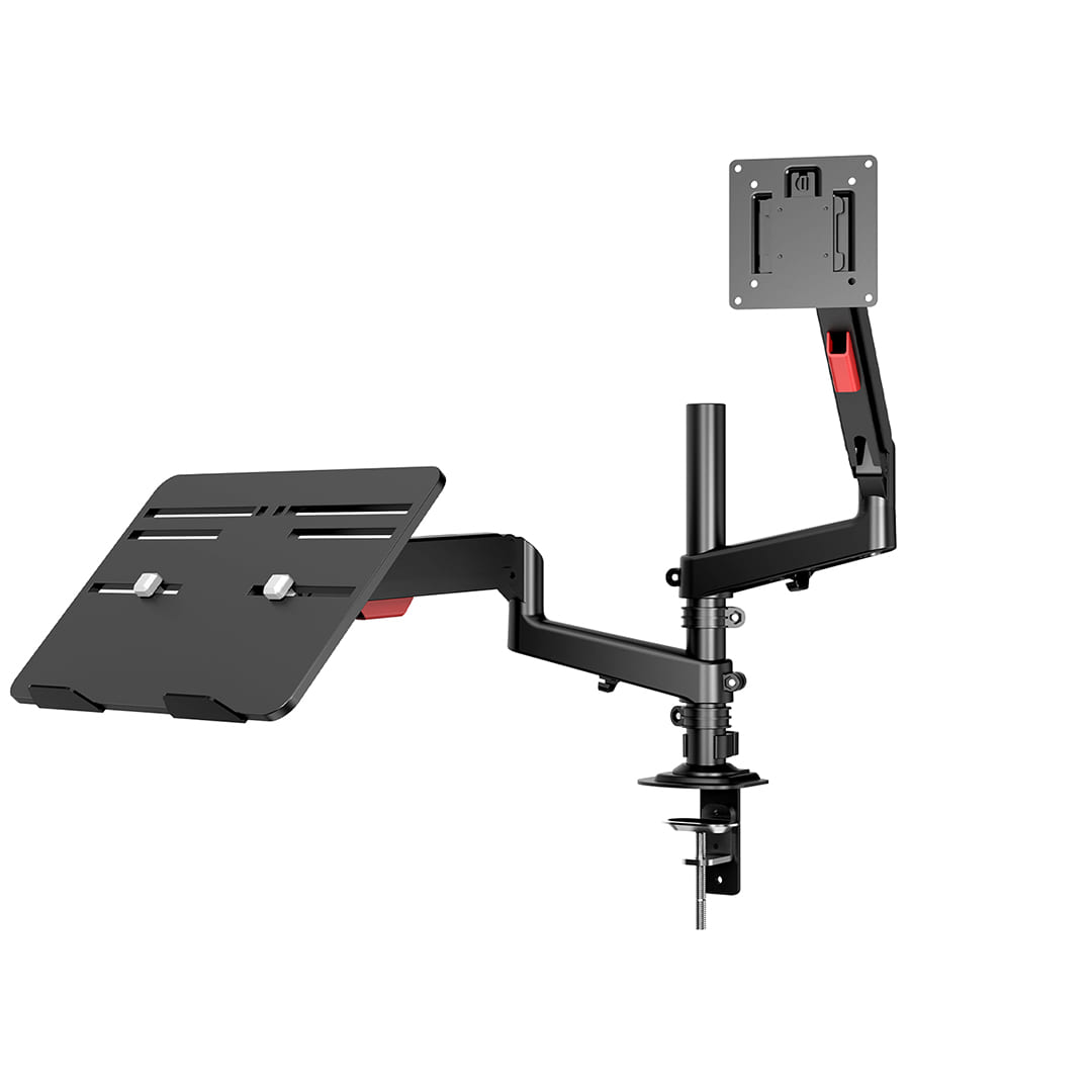 Mono Dsign Multi-Flex Gas Spring Dual Monitor Arm with Laptop Tray