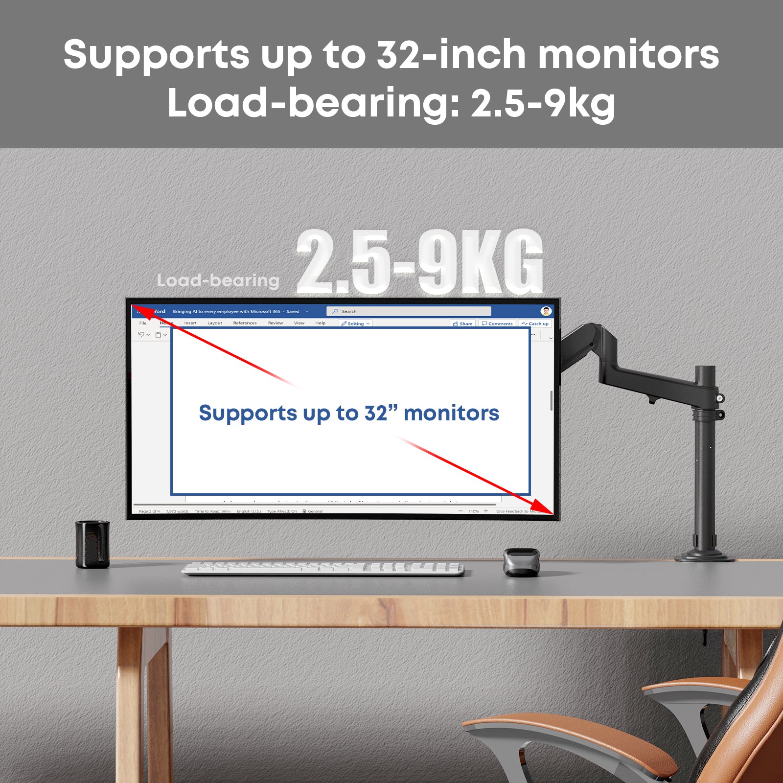 Mono Dsign Multi-Flex Gas Spring Dual Monitor Arm with Laptop Tray