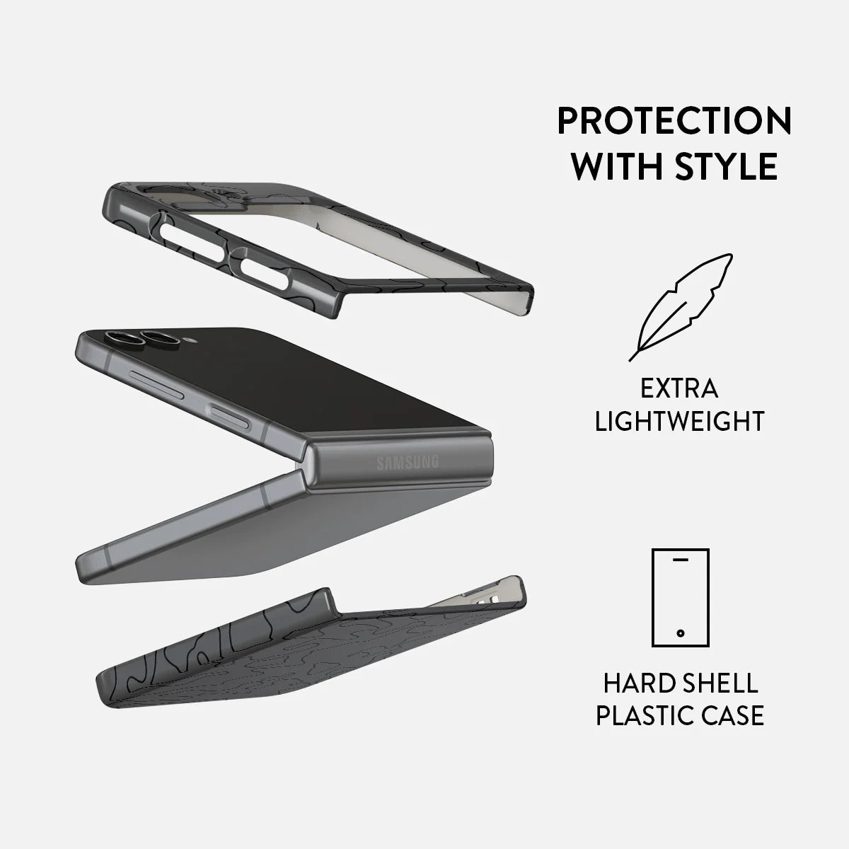 BURGA Samsung Galaxy Z Flip 5 Black Rock Snap Case