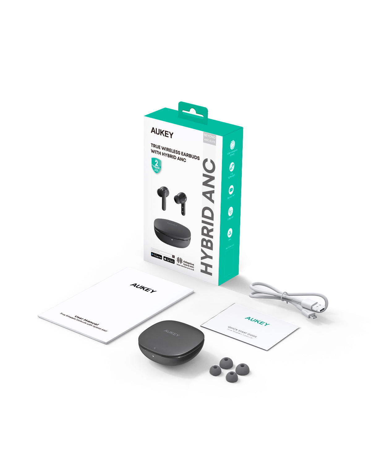 Aukey EP-B2 True Wireless Earbuds with Hybrid Active Noise Cancellation (ANC)