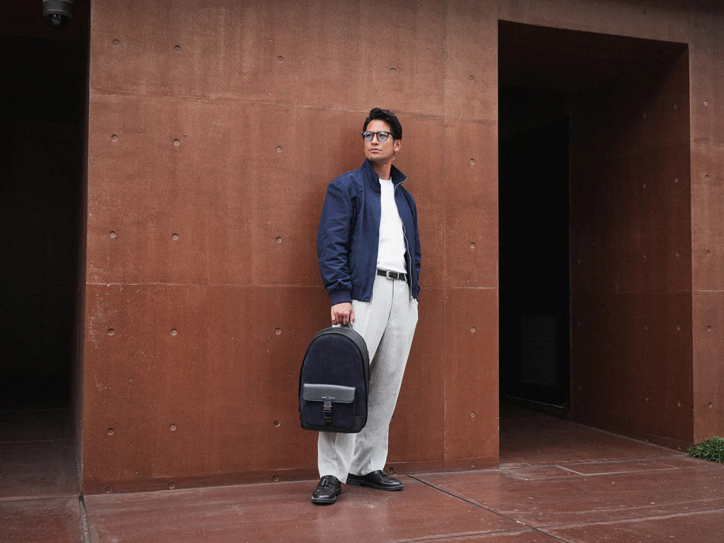 Grams(28) 151 Stealth Backpack - Pebbled Black + Suede Navy