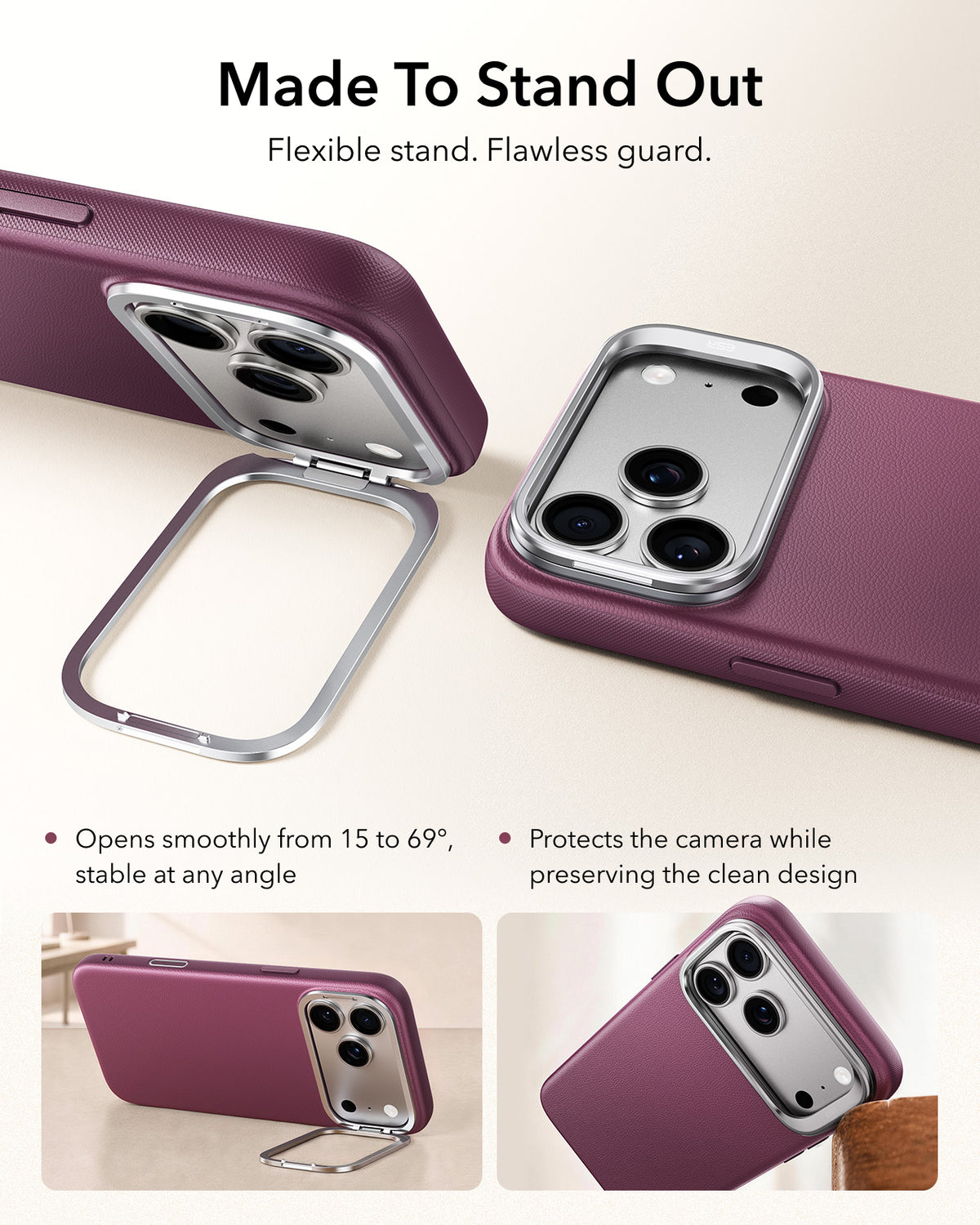 ESR Atelier Vegan Leather Magnetic Case with Camera Control and Flex Stand