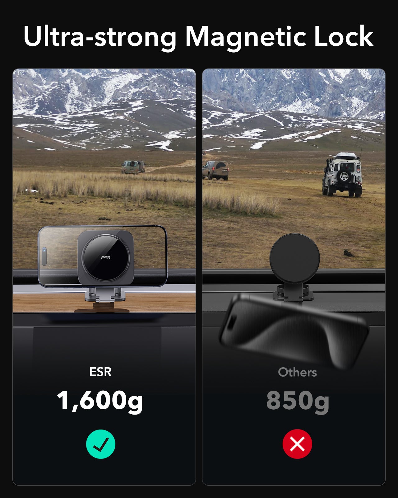 ESR HaloLock Qi2 Touchscreen Wireless Car Charger