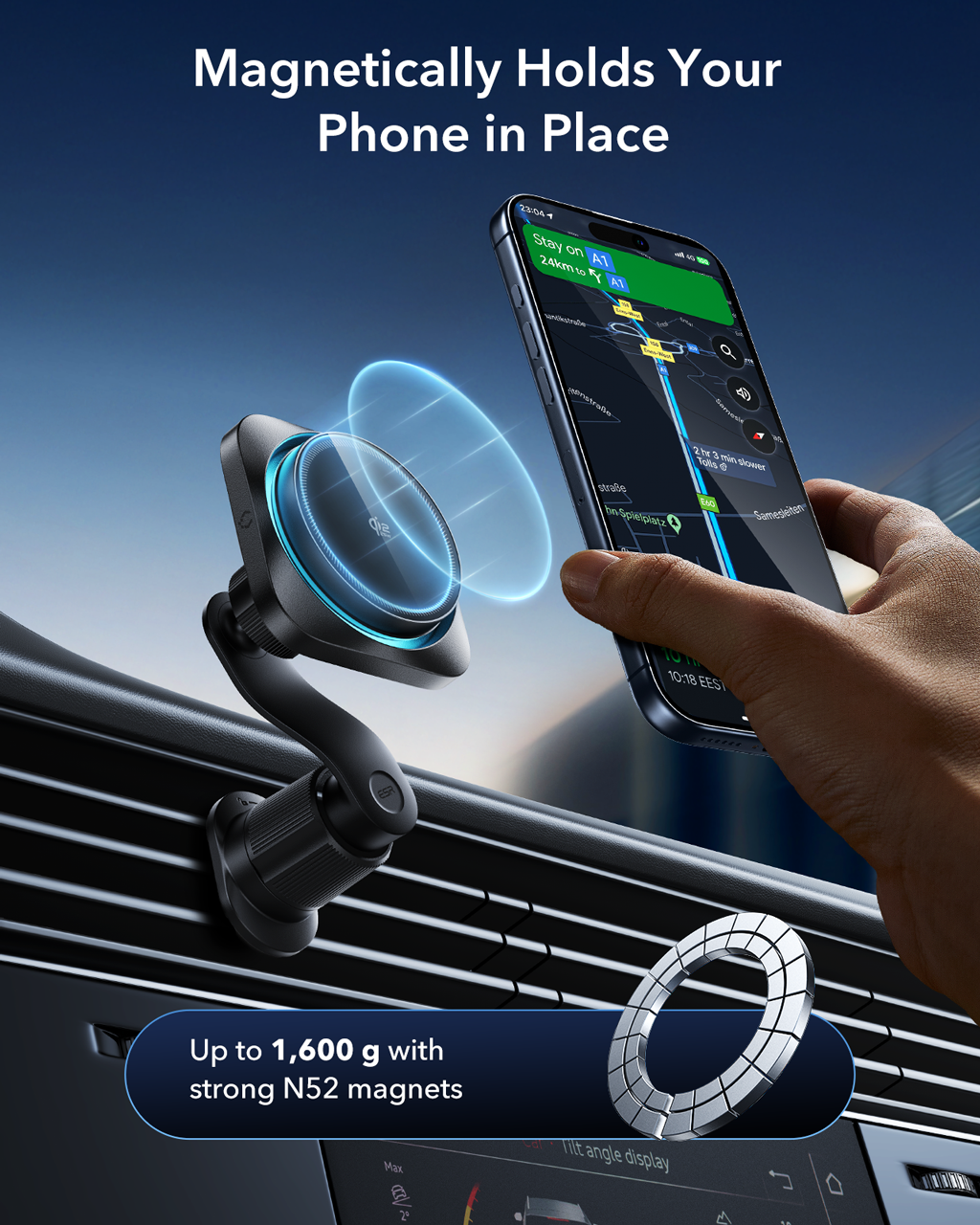 ESR OmniLock Qi2 25W CryoBoost Air Vent Magnetic Car Charger
