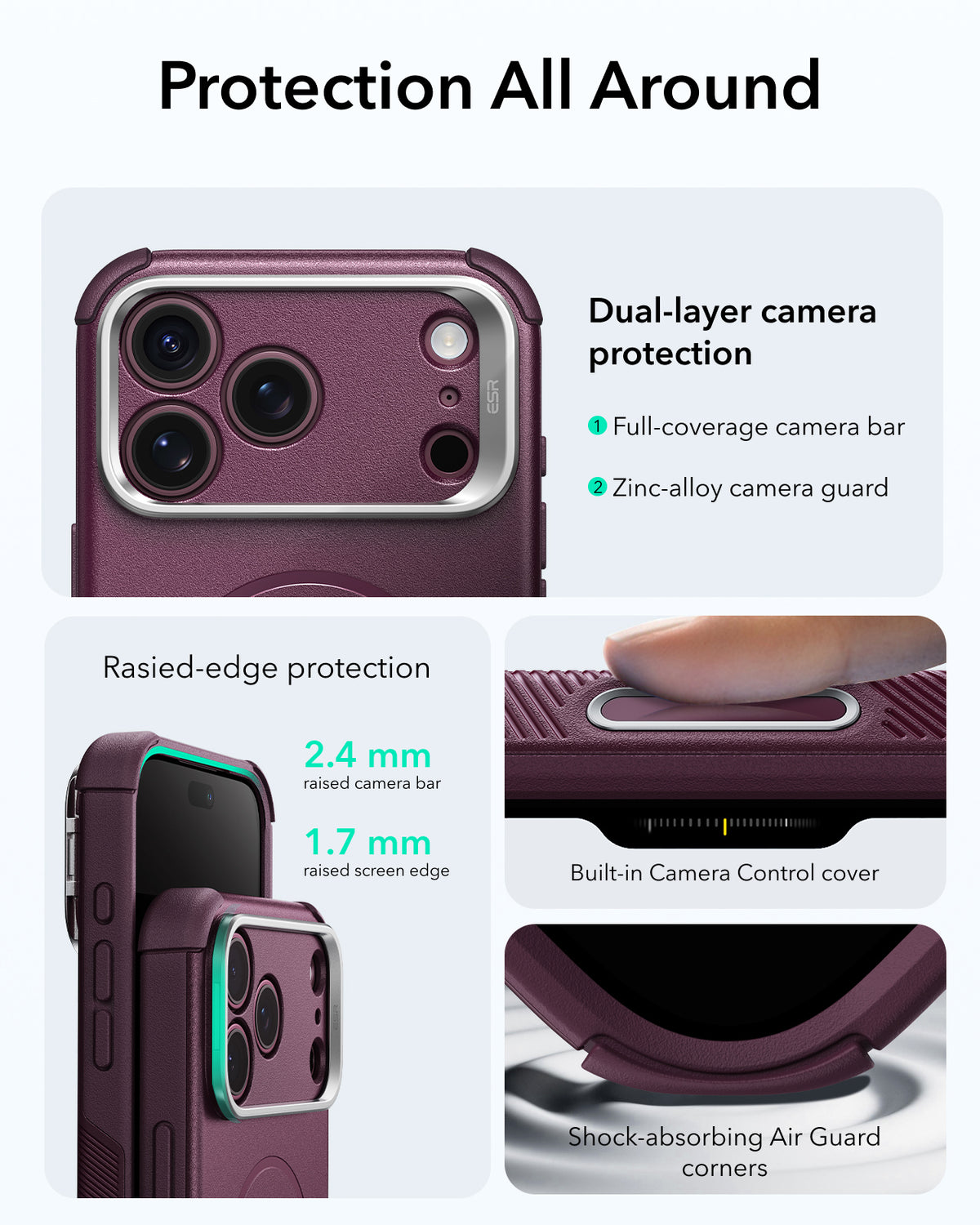 ESR iPhone 18 / 17 Pro / Pro Max Cyber Tough MagSafe Case with Stash Stand (Camera Control)