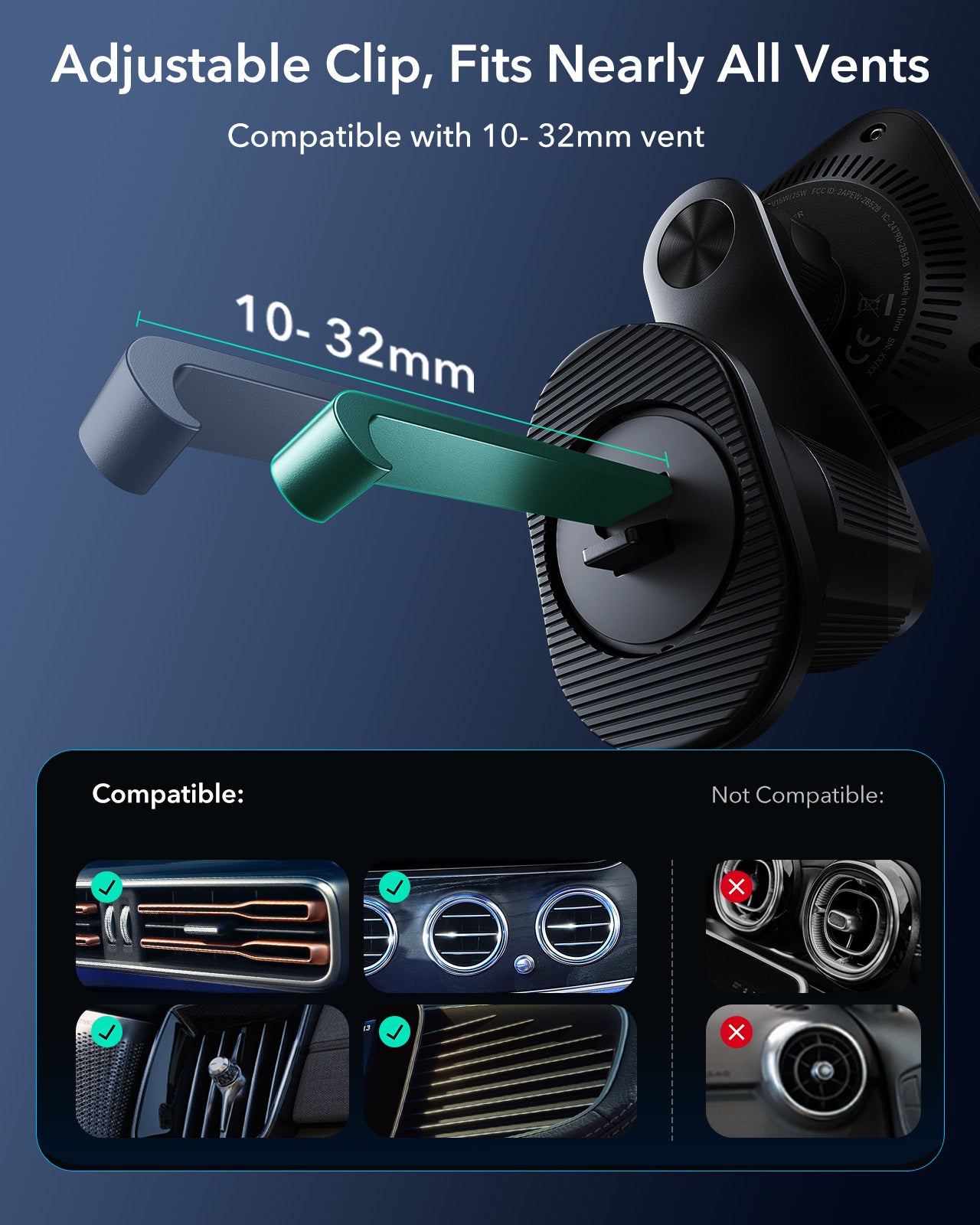 ESR OmniLock Qi2 25W CryoBoost Air Vent Magnetic Car Charger