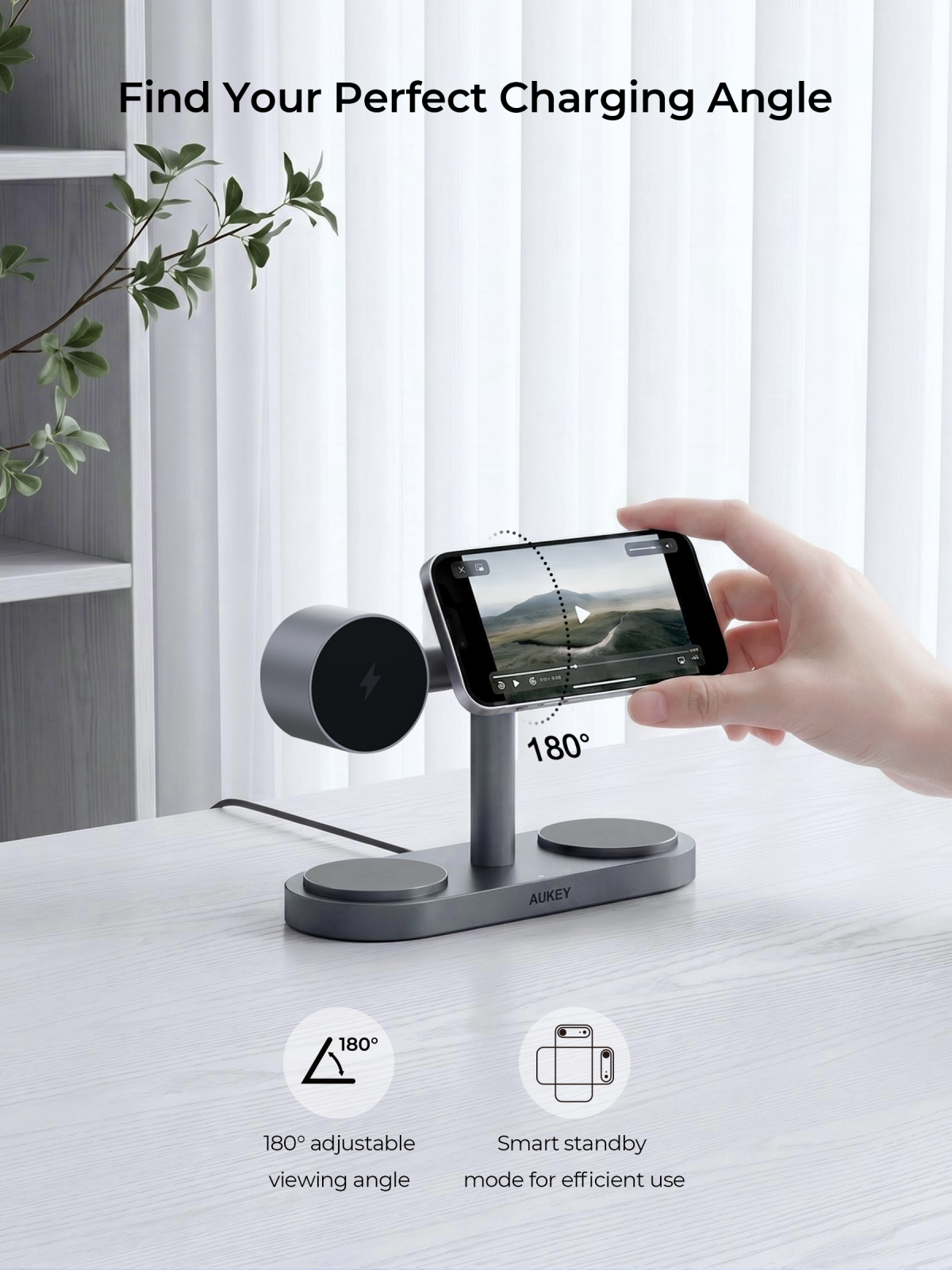 Aukey LC-MC411 MagFusion Titan 4-in-1 Qi2.2 Wireless Charger