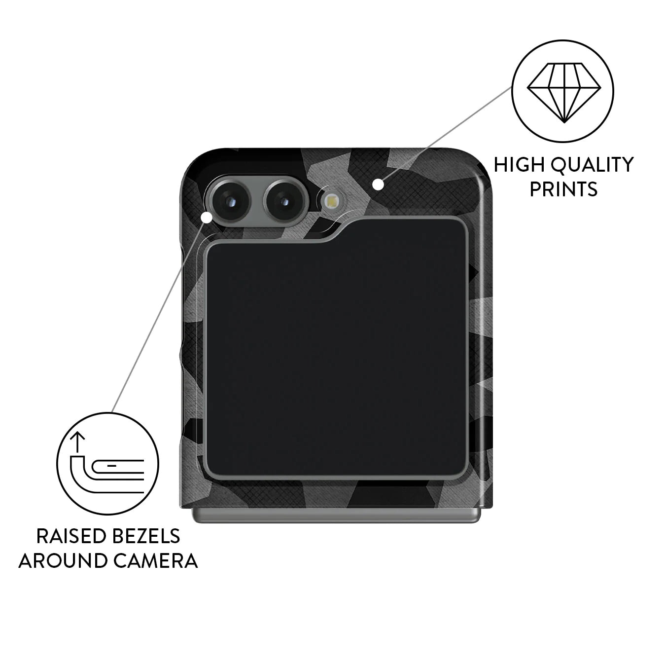 BURGA Samsung Galaxy Z Flip 5 Night Black Camouflage Snap Case