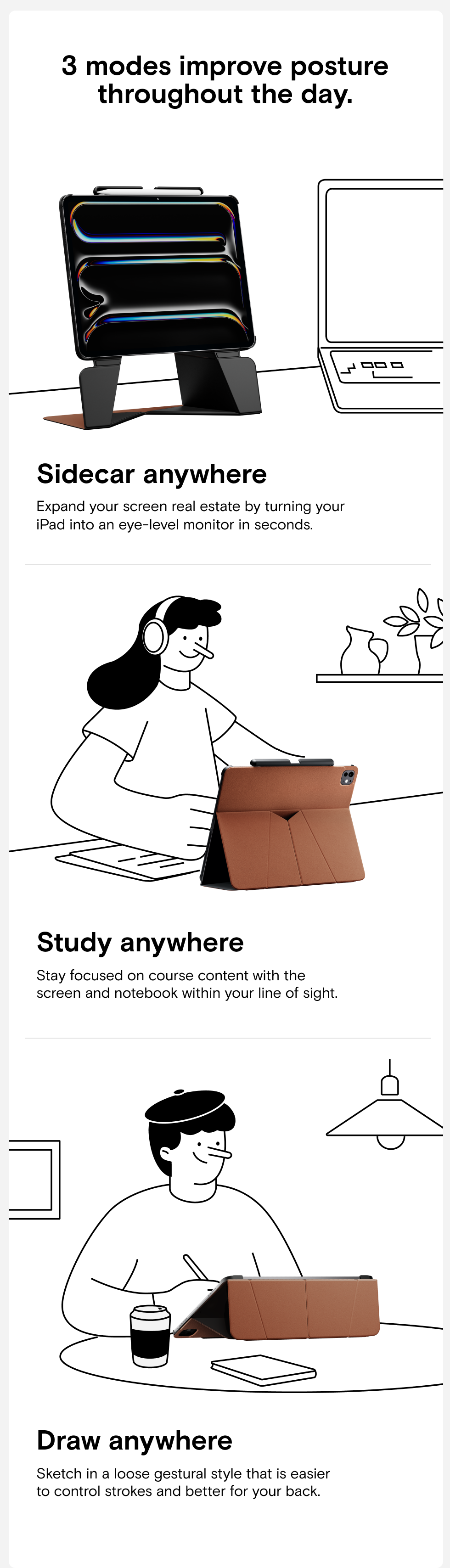 Moft Snap Float Folio Case for iPad Air 4/5 & iPad Pro 11" 2024 & 2025/ Air 11" / iPad Pro 13" 2024 & 2025/ Air 13" 2024 / Pro 11 1/2/3/4 Gen / Pro 12.9 3/4/5/6 Gen