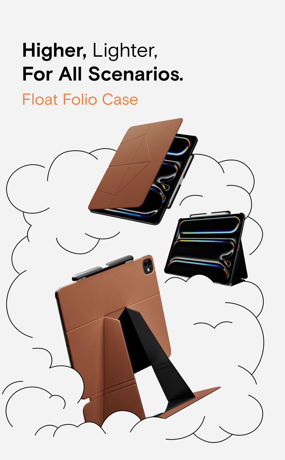 Moft Snap Float Folio Case for iPad Air 4/5 & iPad Pro 11" 2024 & 2025/ Air 11" / iPad Pro 13" 2024 & 2025/ Air 13" 2024 / Pro 11 1/2/3/4 Gen / Pro 12.9 3/4/5/6 Gen
