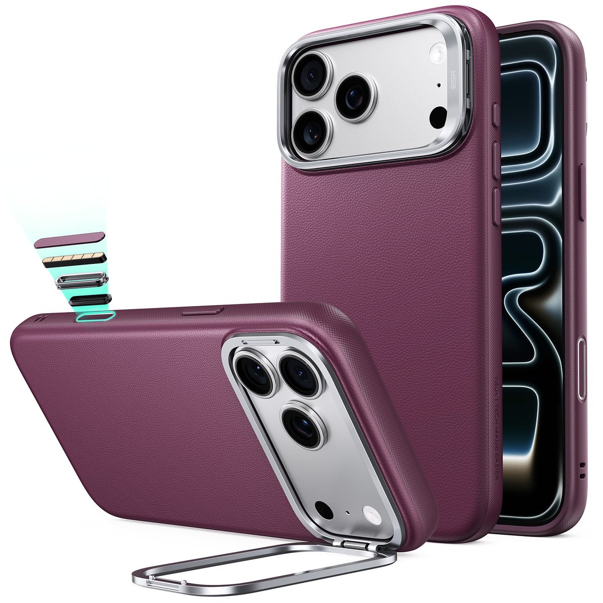 ESR Atelier Vegan Leather Magnetic Case with Camera Control and Flex Stand