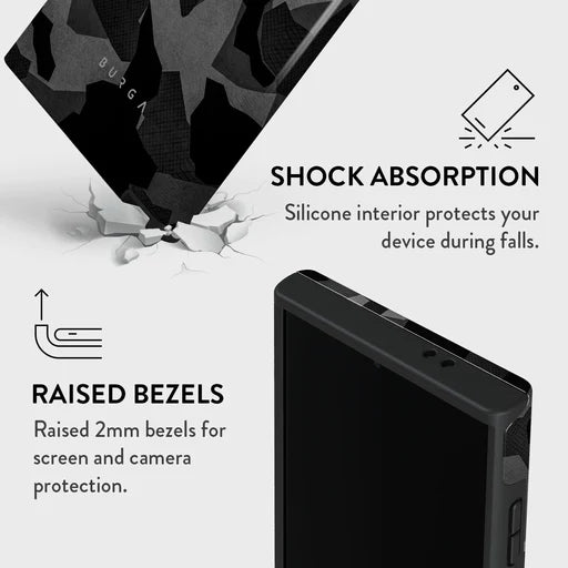 BURGA Samsung Galaxy S24 Series Night Black Camouflage Tough Case