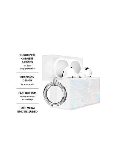 Flaunt AirPods Pro 3 SQUARE Case with Gold Ring Clip - Opal Shell