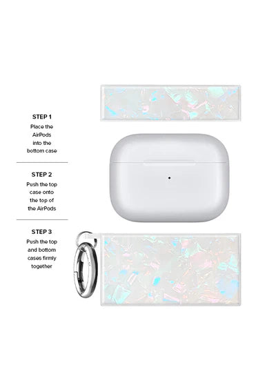 Flaunt AirPods Pro 3 SQUARE Case with Gold Ring Clip - Opal Shell