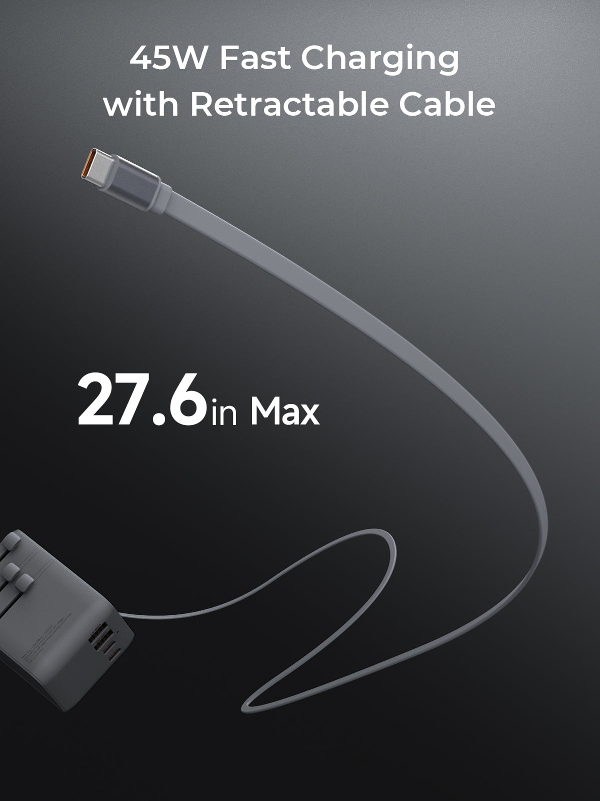 Aukey PA-TA13 Globe Reel 45W GaN Universal Adapter with Retractable Cable