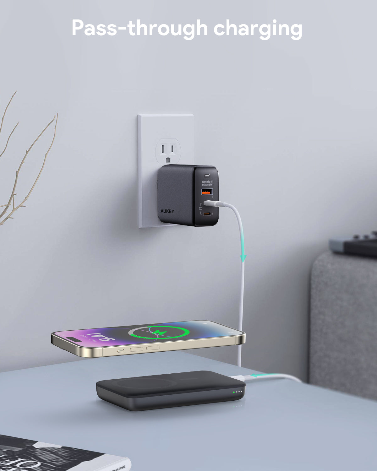 Aukey PB-MS05 MagFusion 6700mAh Qi2 Magnetic Wireless Charging Power Bank