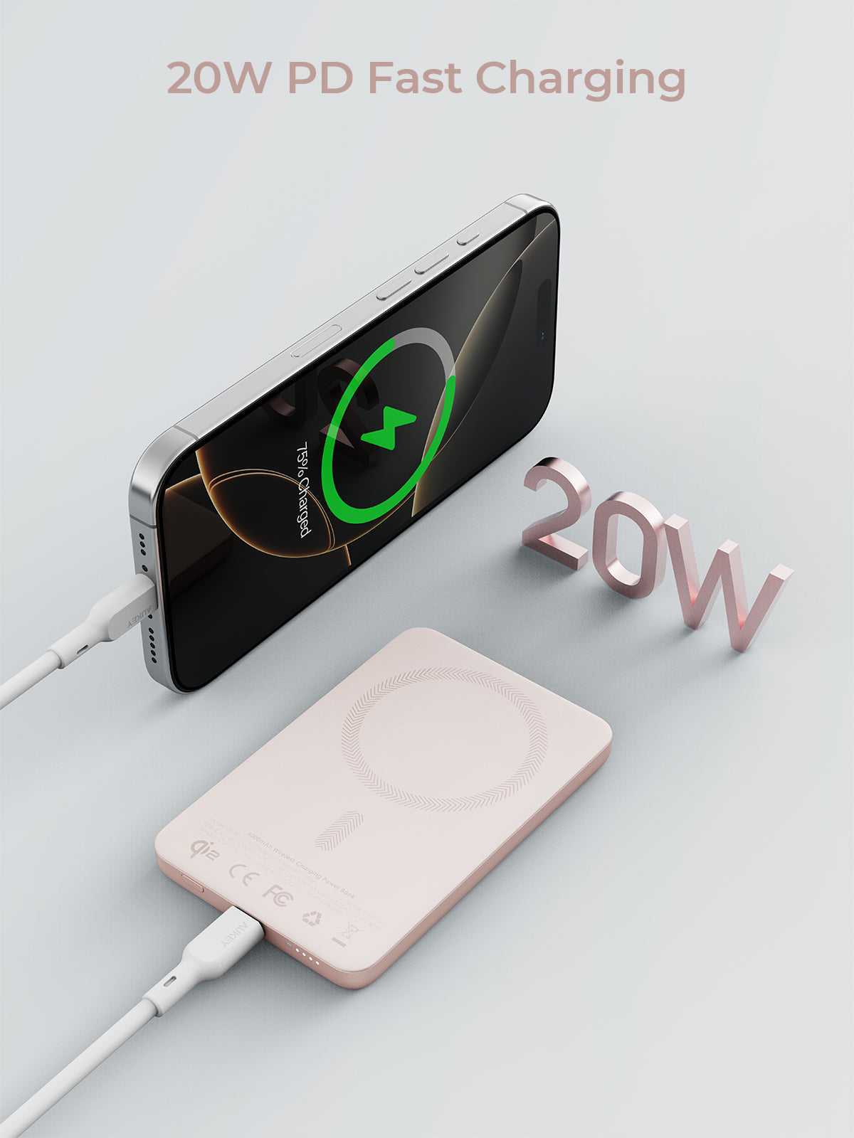 Aukey PB-MS07 MagFusion M Qi2 5000mAh Magnetic Wireless Power Bank