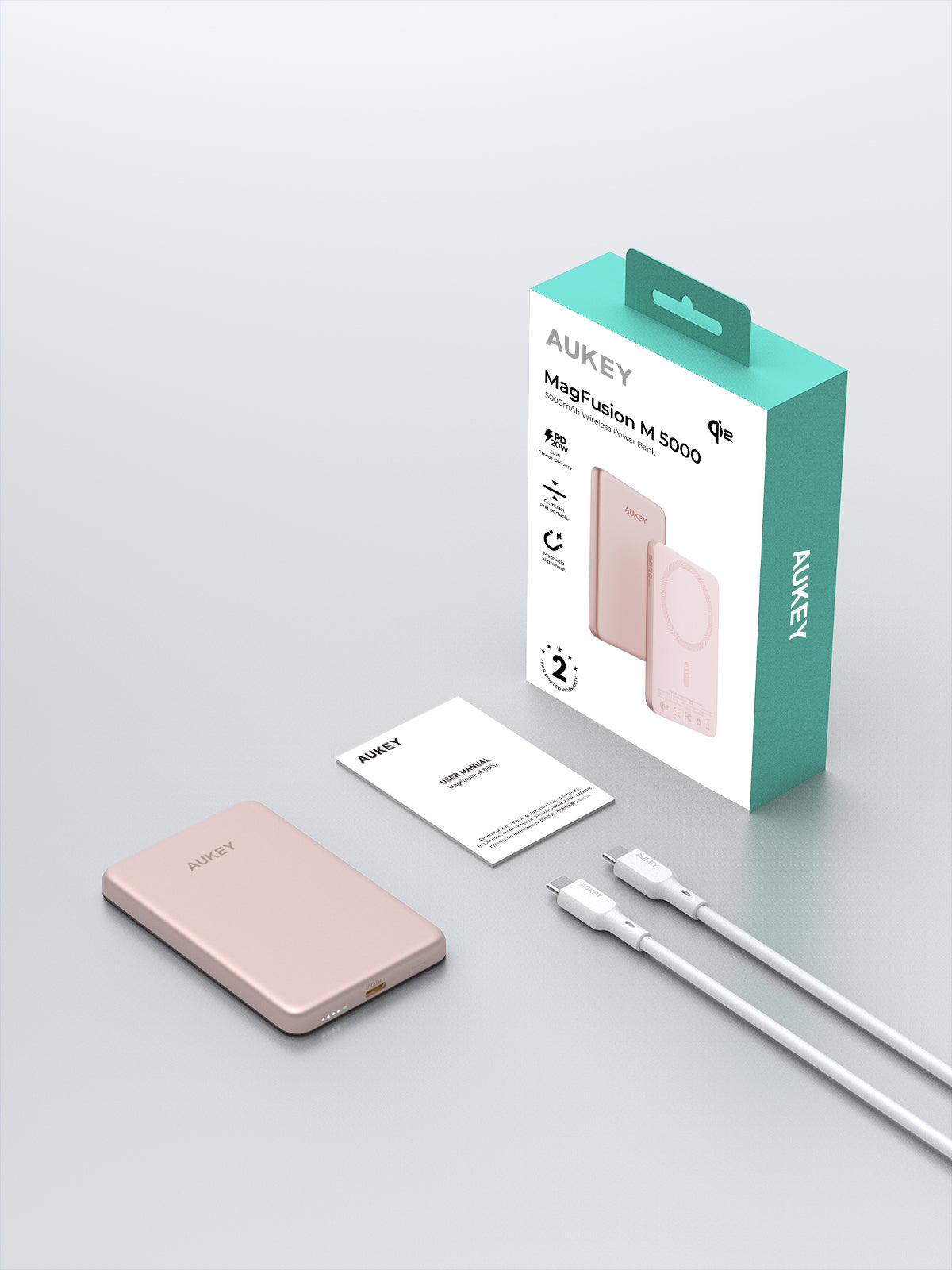 Aukey PB-MS07 MagFusion M Qi2 5000mAh Magnetic Wireless Power Bank