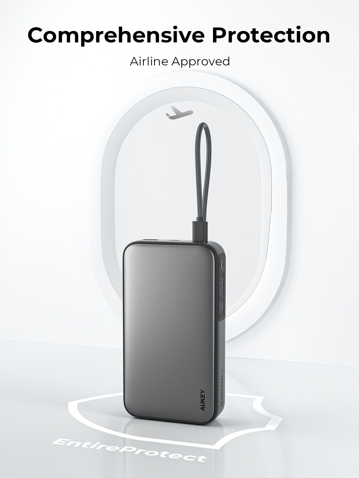 Aukey PB-Y48 Spark Sling 100W 20000mAh Compact Fast Charging PB Built-in USB-C Cable